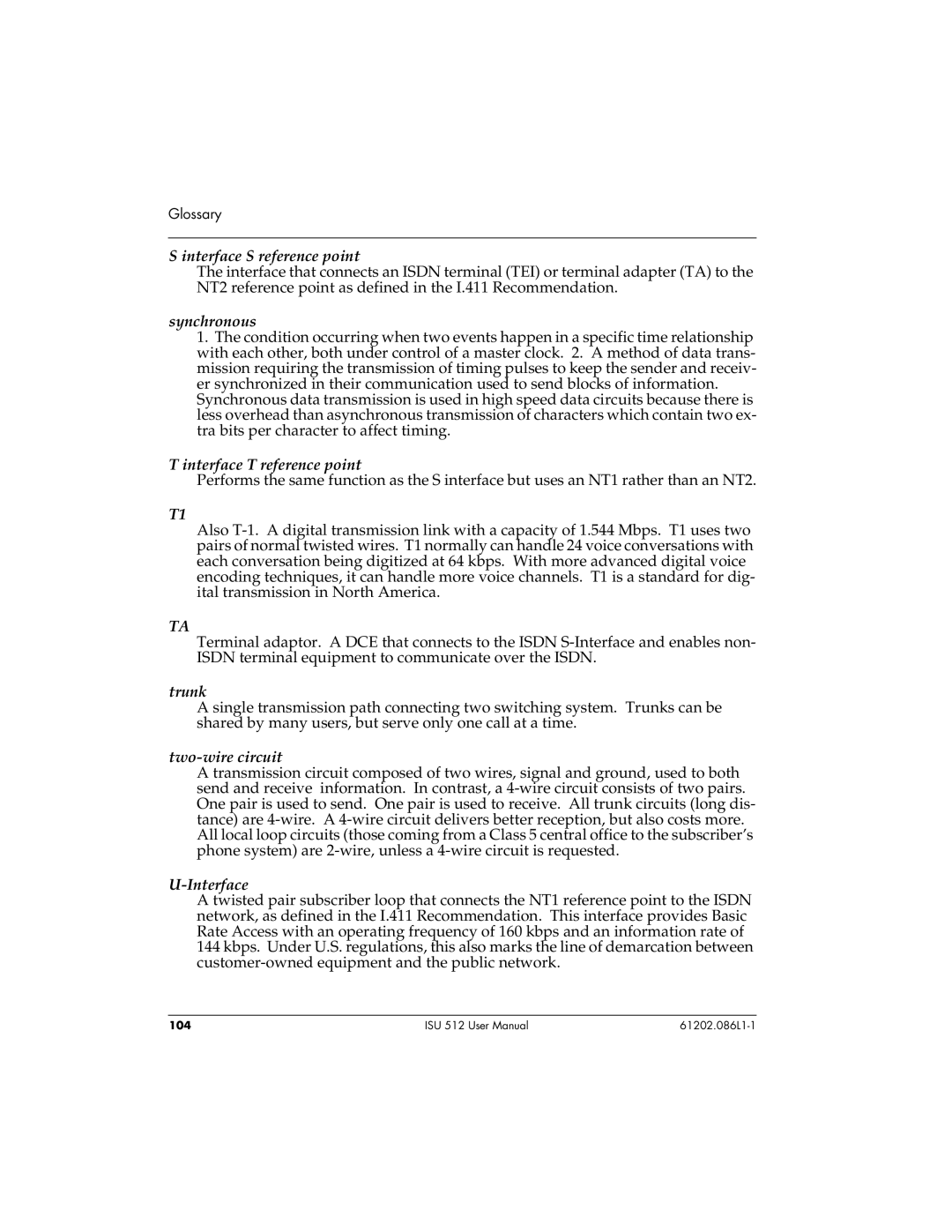 ADTRAN ISU 512 user manual Interface S reference point 