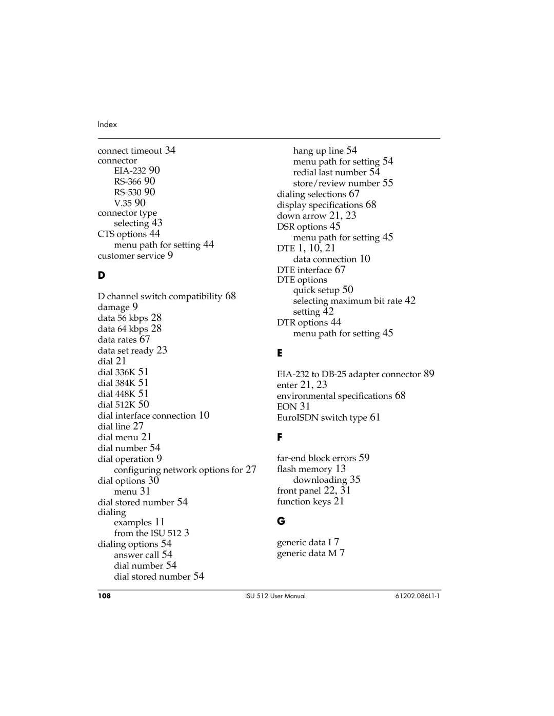 ADTRAN ISU 512 user manual Index 