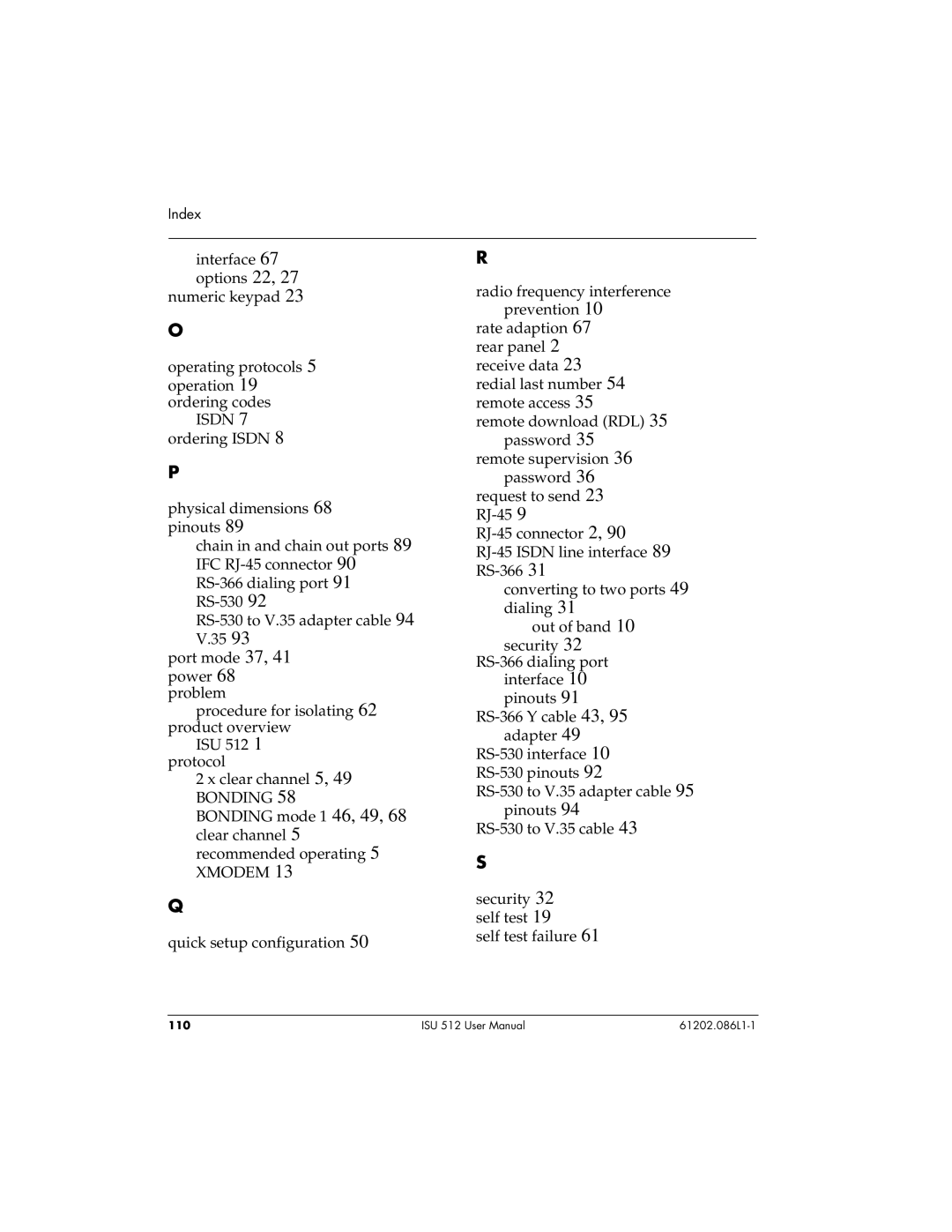 ADTRAN ISU 512 user manual 110 