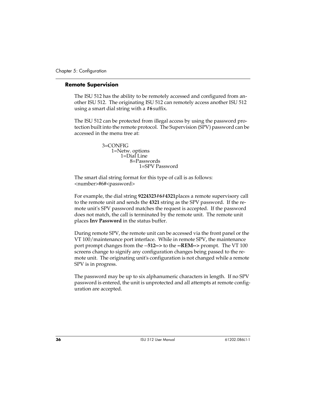 ADTRAN ISU 512 user manual Remote Supervision 