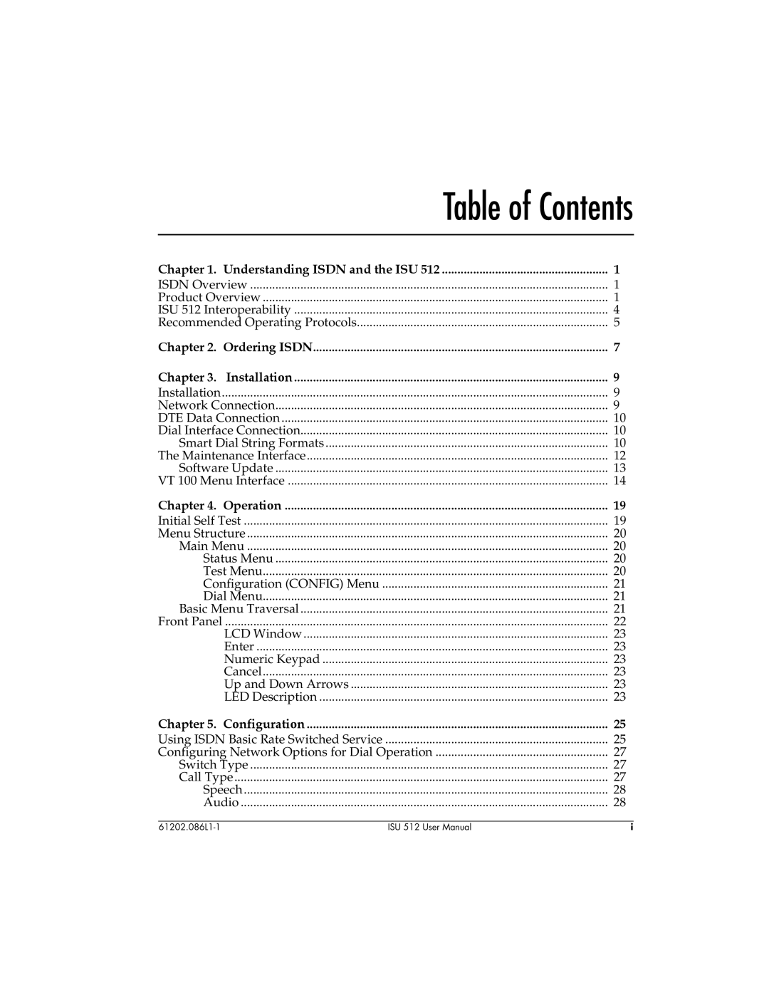 ADTRAN ISU 512 user manual Table of Contents 