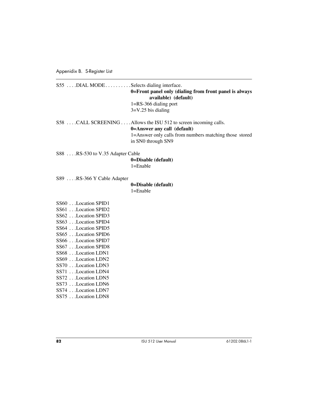 ADTRAN ISU 512 user manual =Disable default 