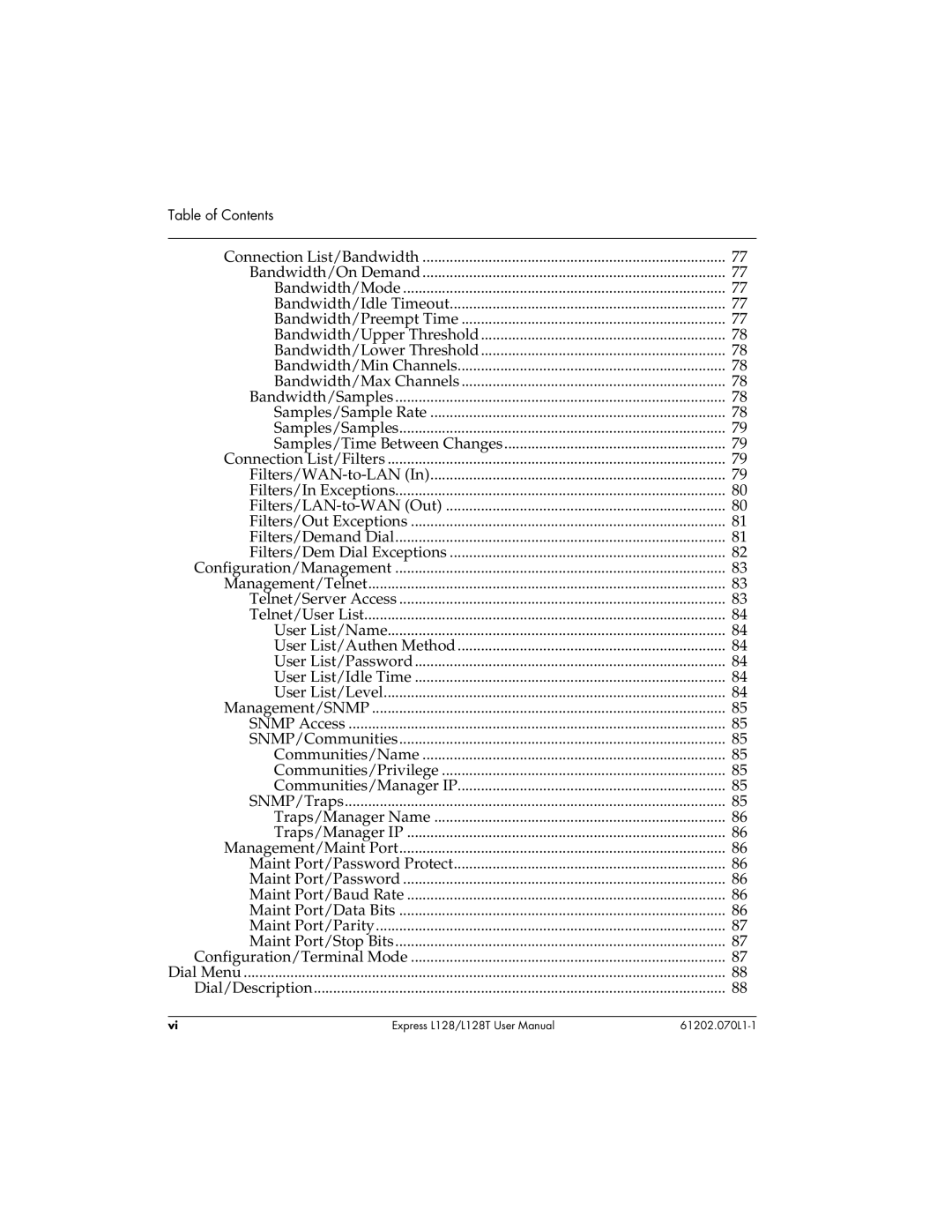 ADTRAN L128T user manual Table of Contents 