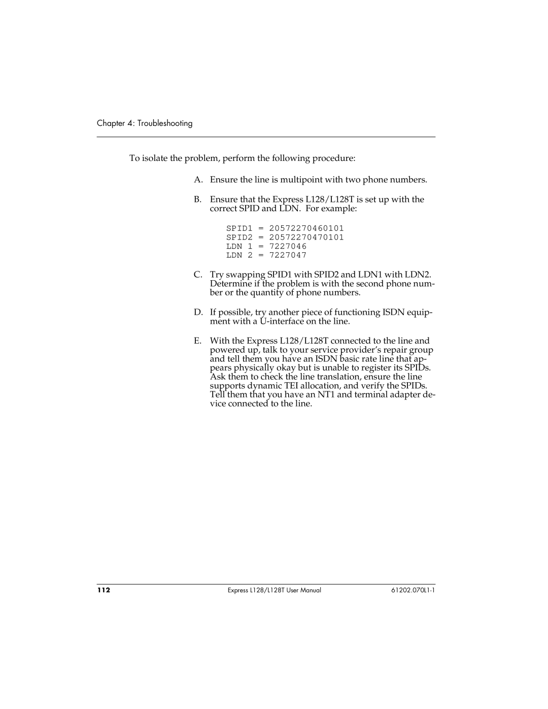 ADTRAN L128T user manual 112 