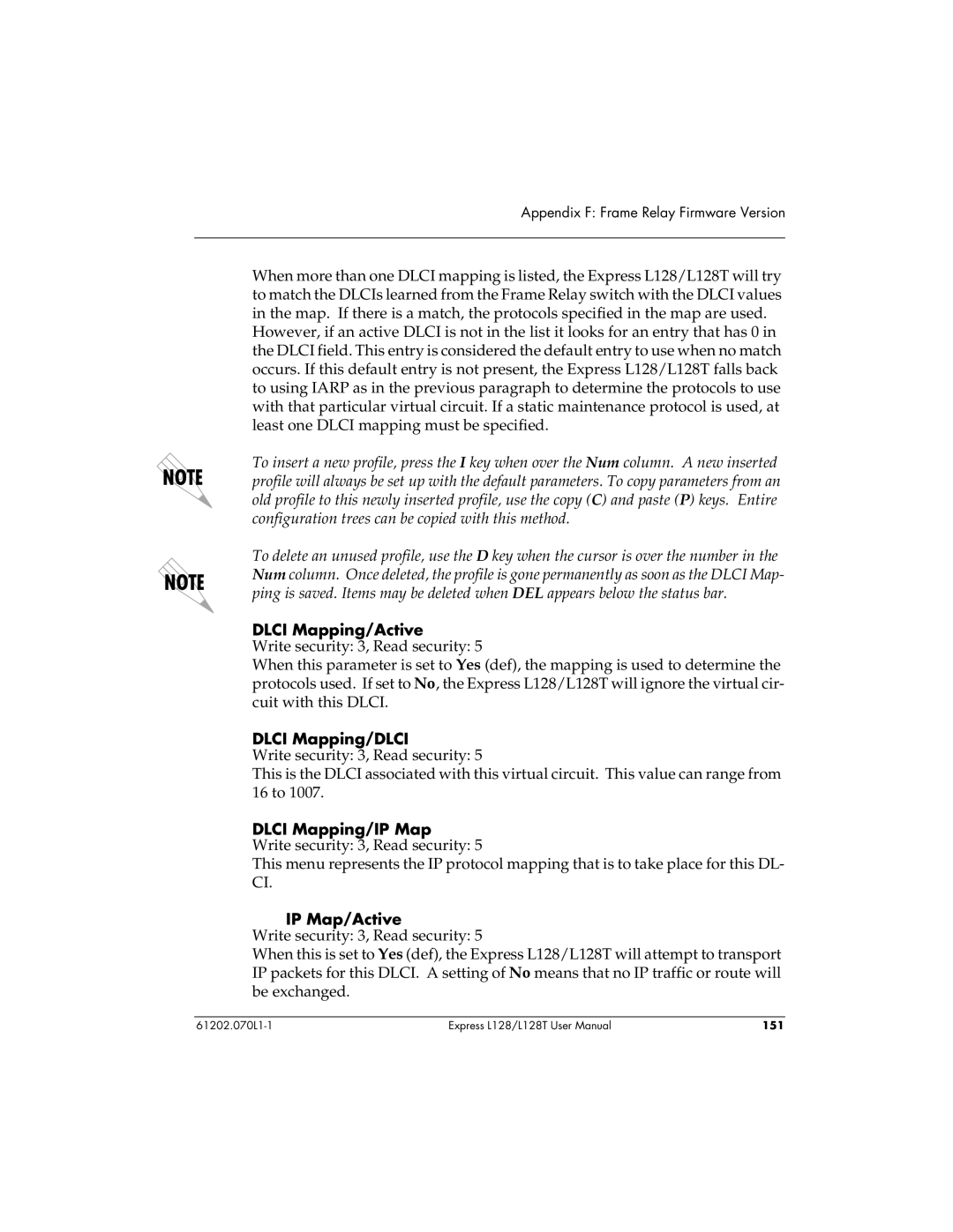 ADTRAN L128T user manual Dlci Mapping/Active, Dlci Mapping/DLCI, Dlci Mapping/IP Map, IP Map/Active 