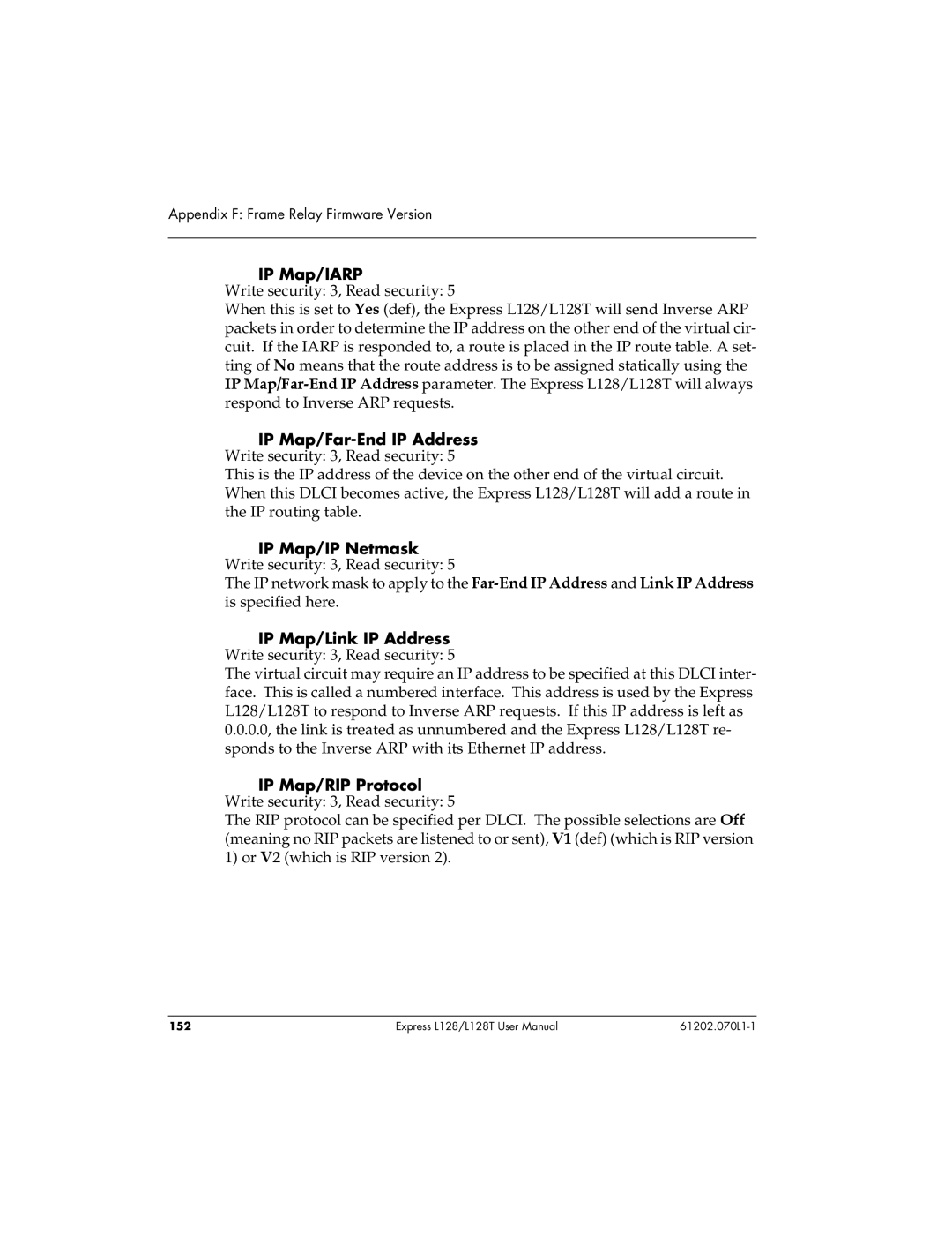 ADTRAN L128T user manual IP Map/IARP, IP Map/RIP Protocol 