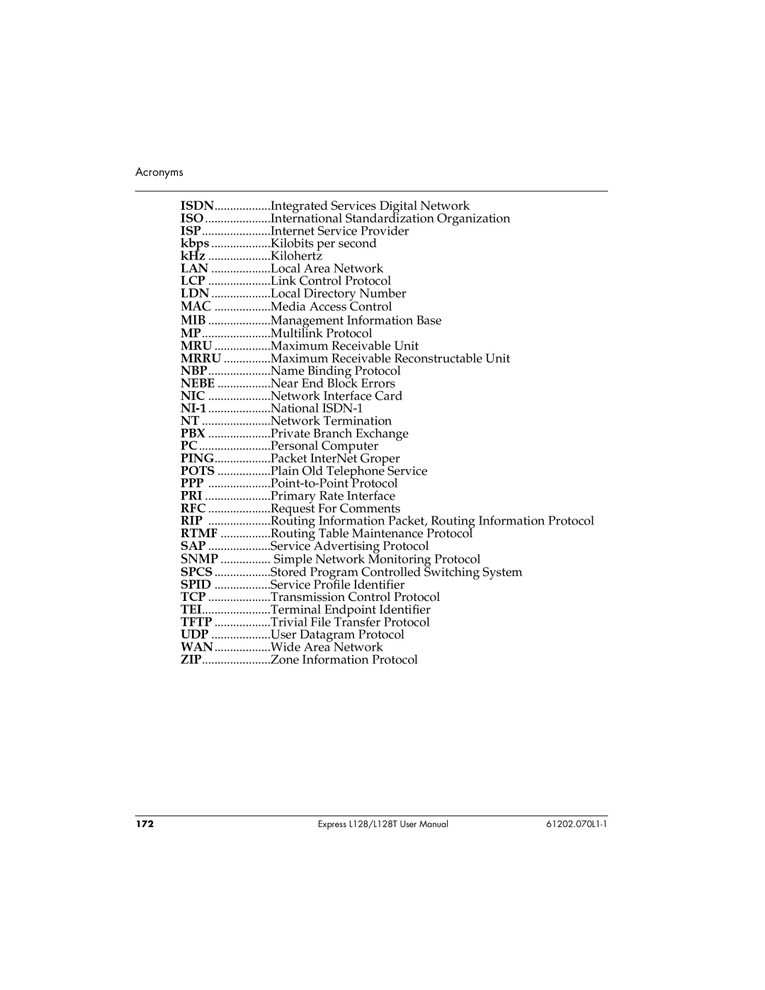 ADTRAN L128T user manual Isdn 