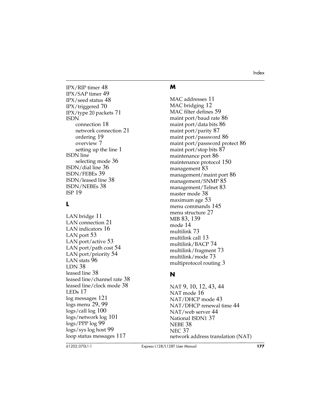 ADTRAN L128T user manual NEC Network address translation NAT 