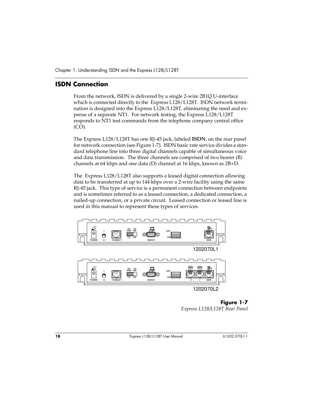 ADTRAN L128T user manual Isdn Connection 