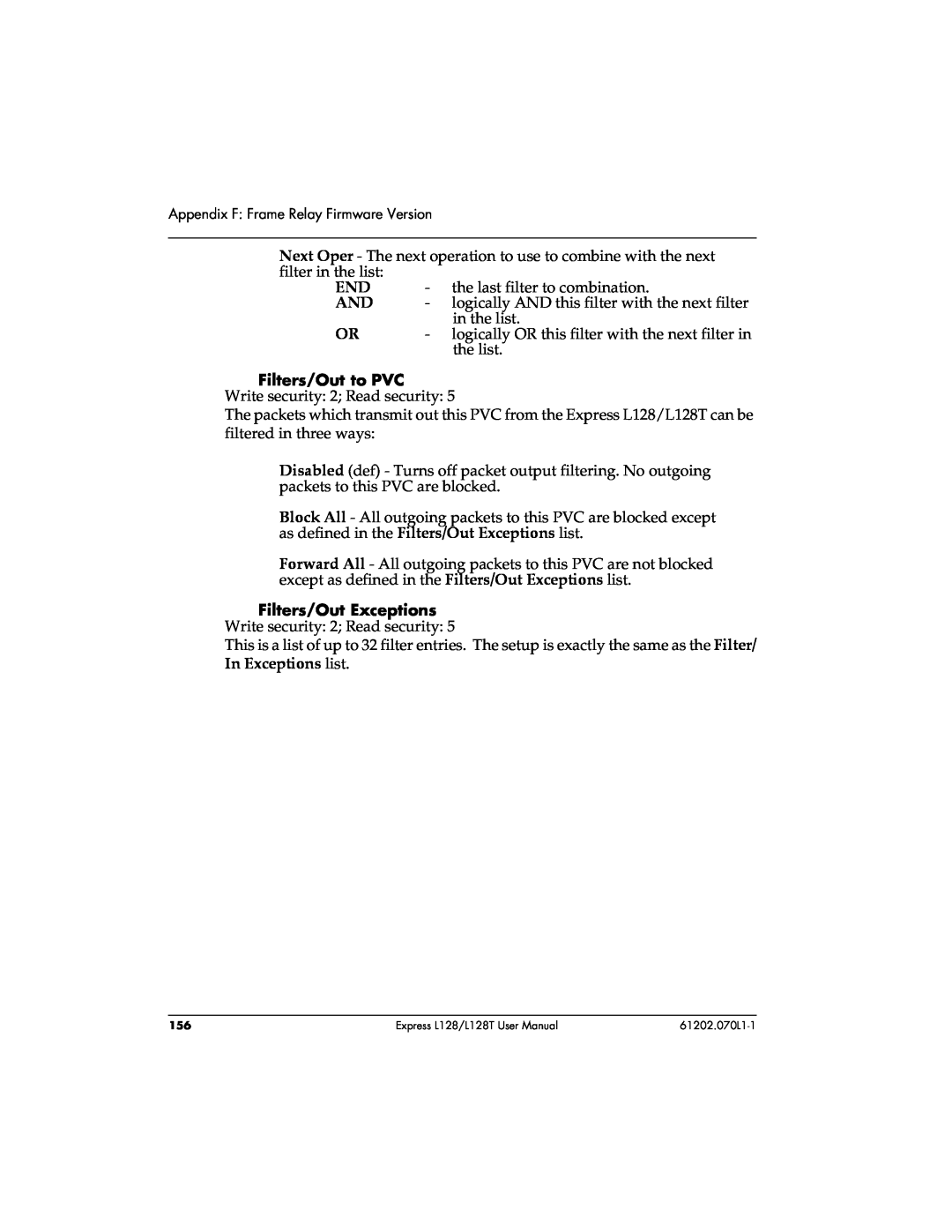 ADTRAN L128T user manual In Exceptions list 