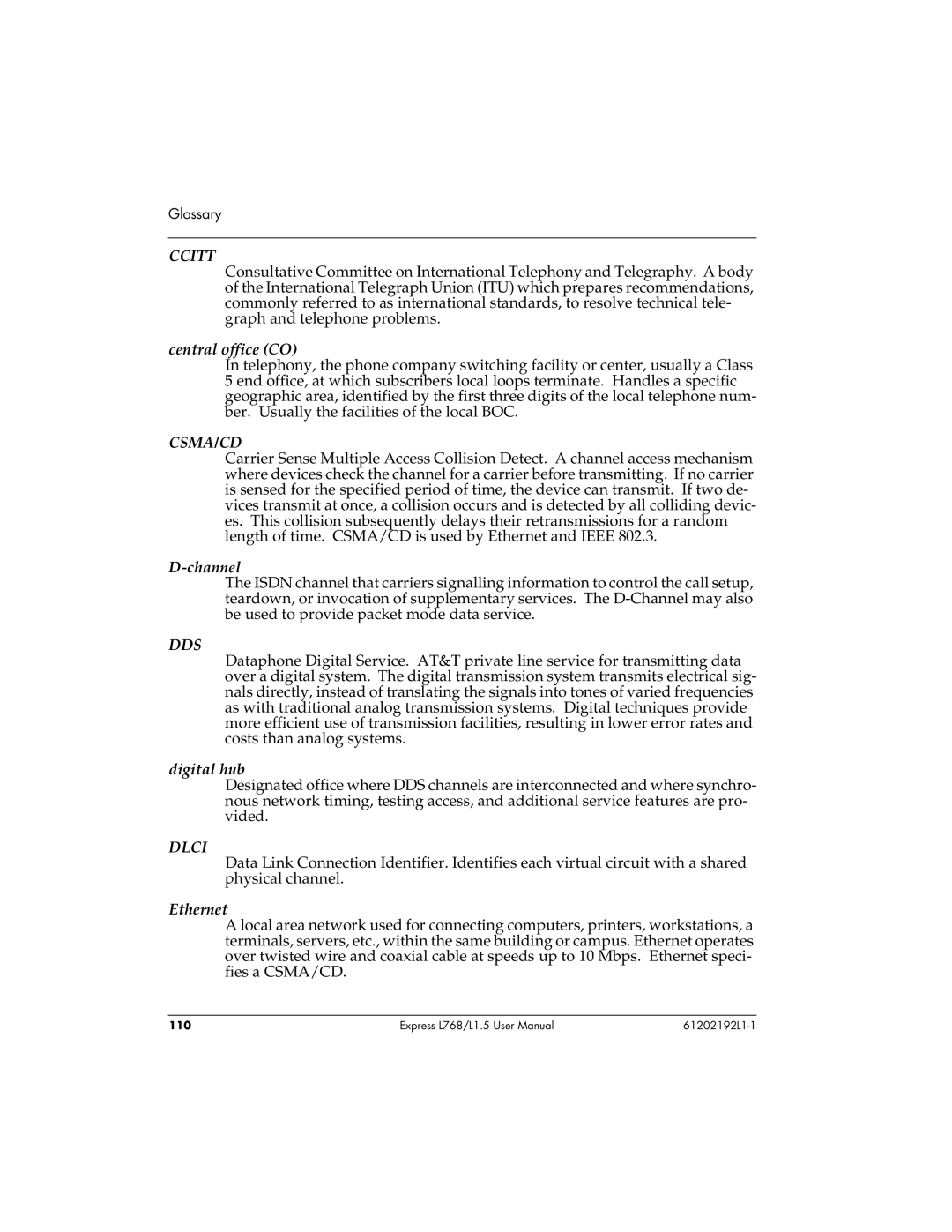 ADTRAN L768 user manual Ccitt 