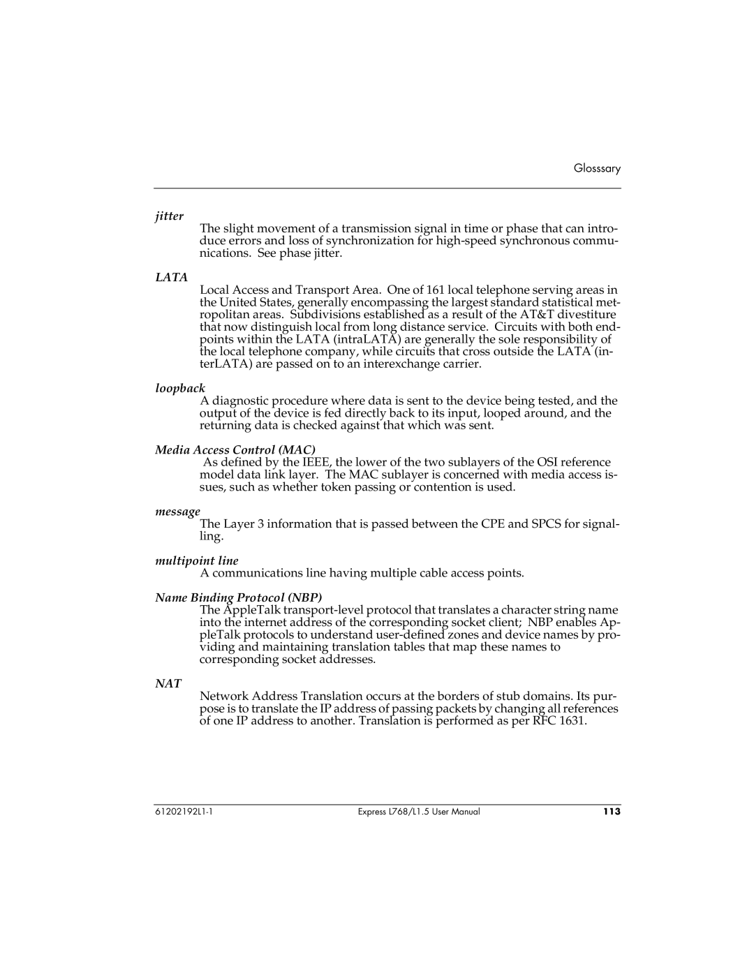 ADTRAN L768 user manual Lata 