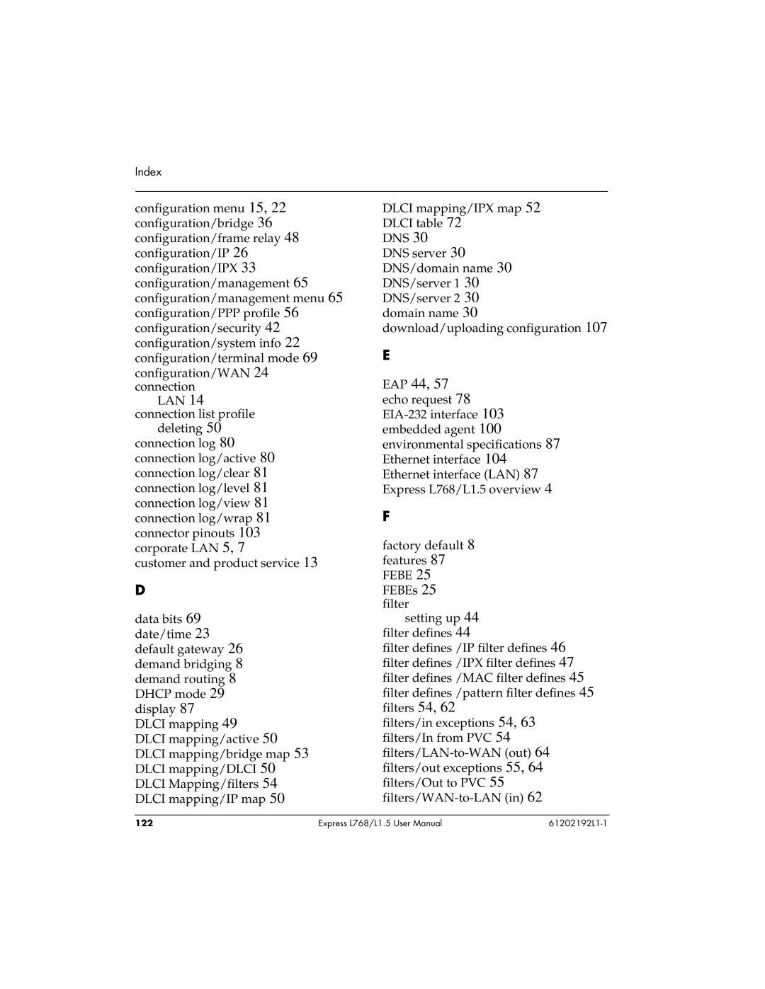 ADTRAN L768 user manual Index 