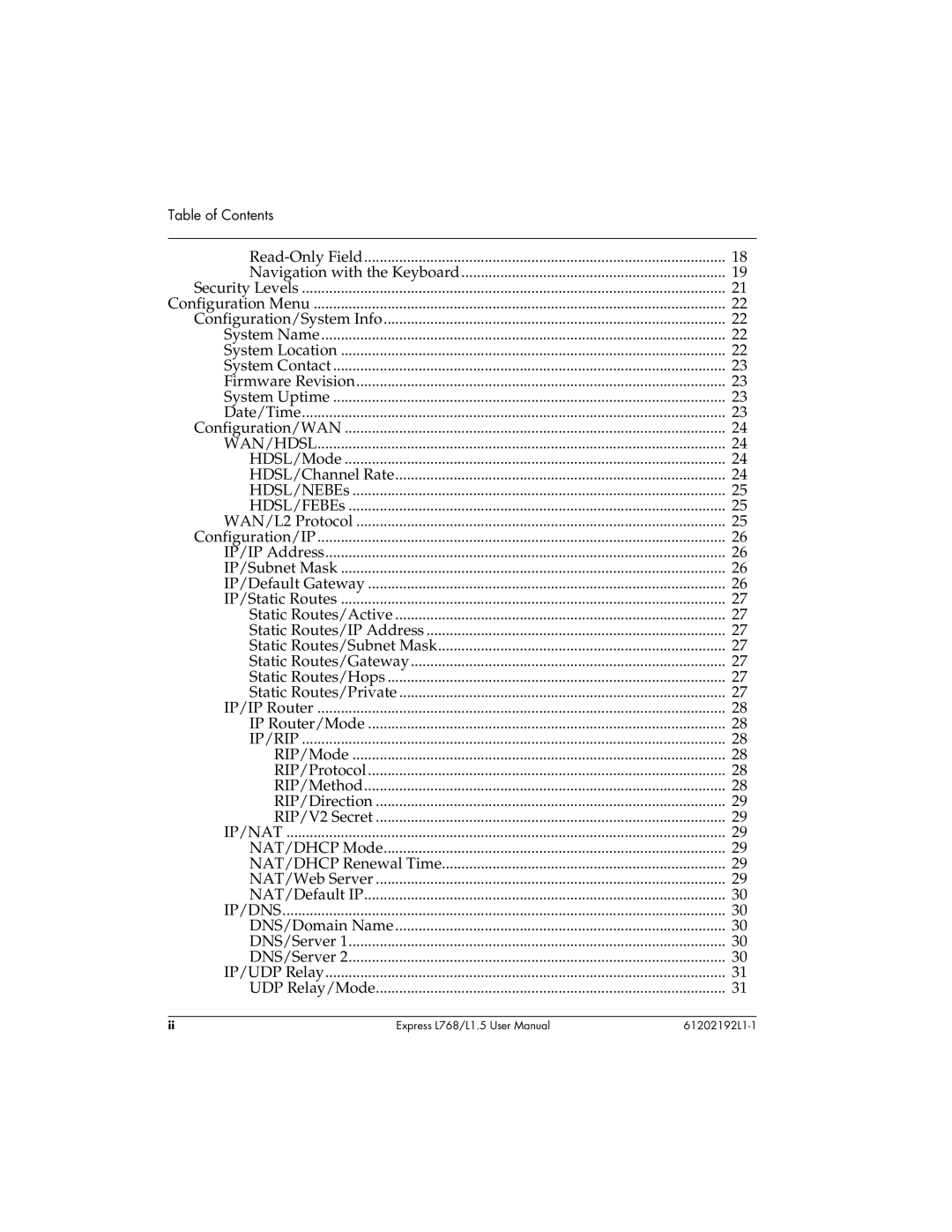 ADTRAN L768 user manual Ip/Rip 