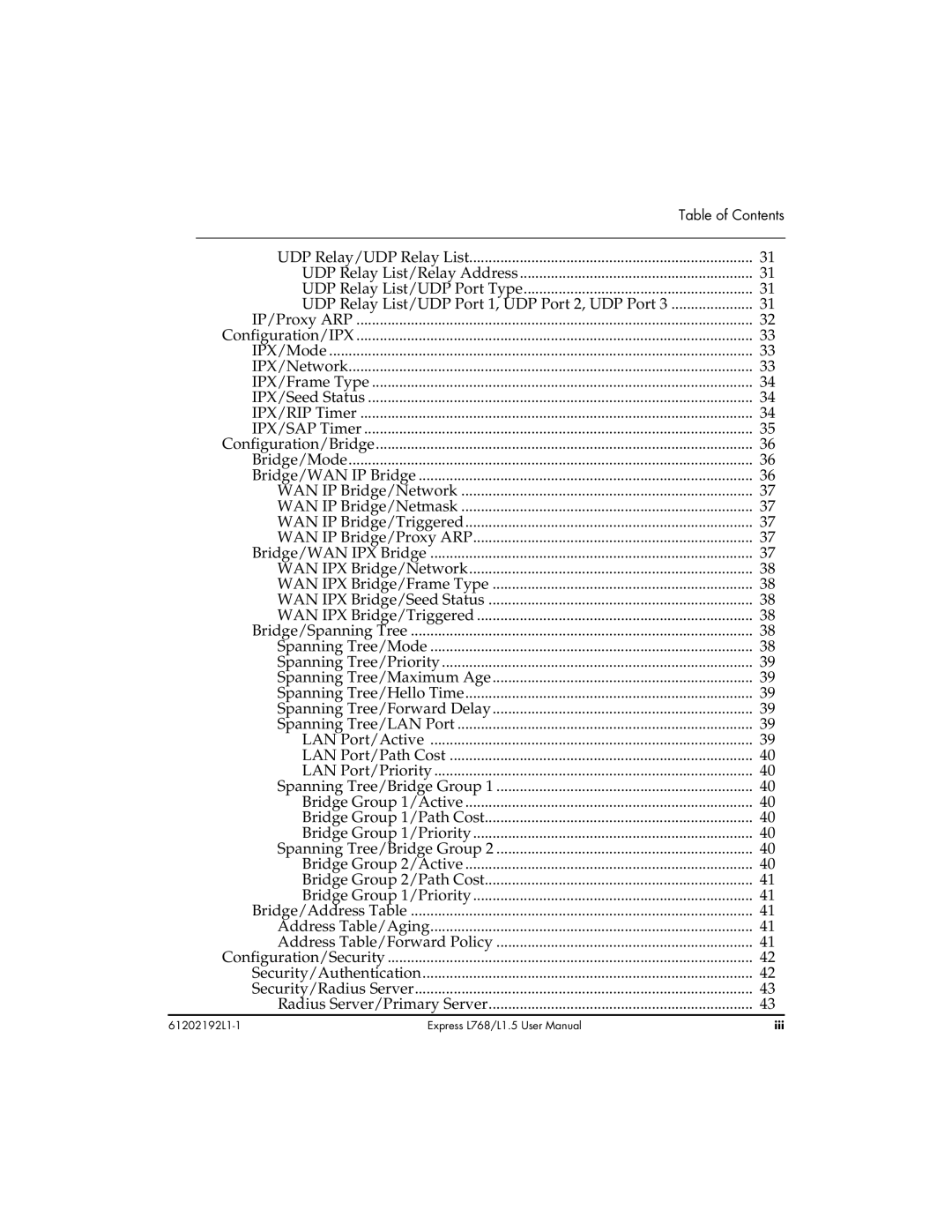 ADTRAN L768 user manual Configuration/IPX 