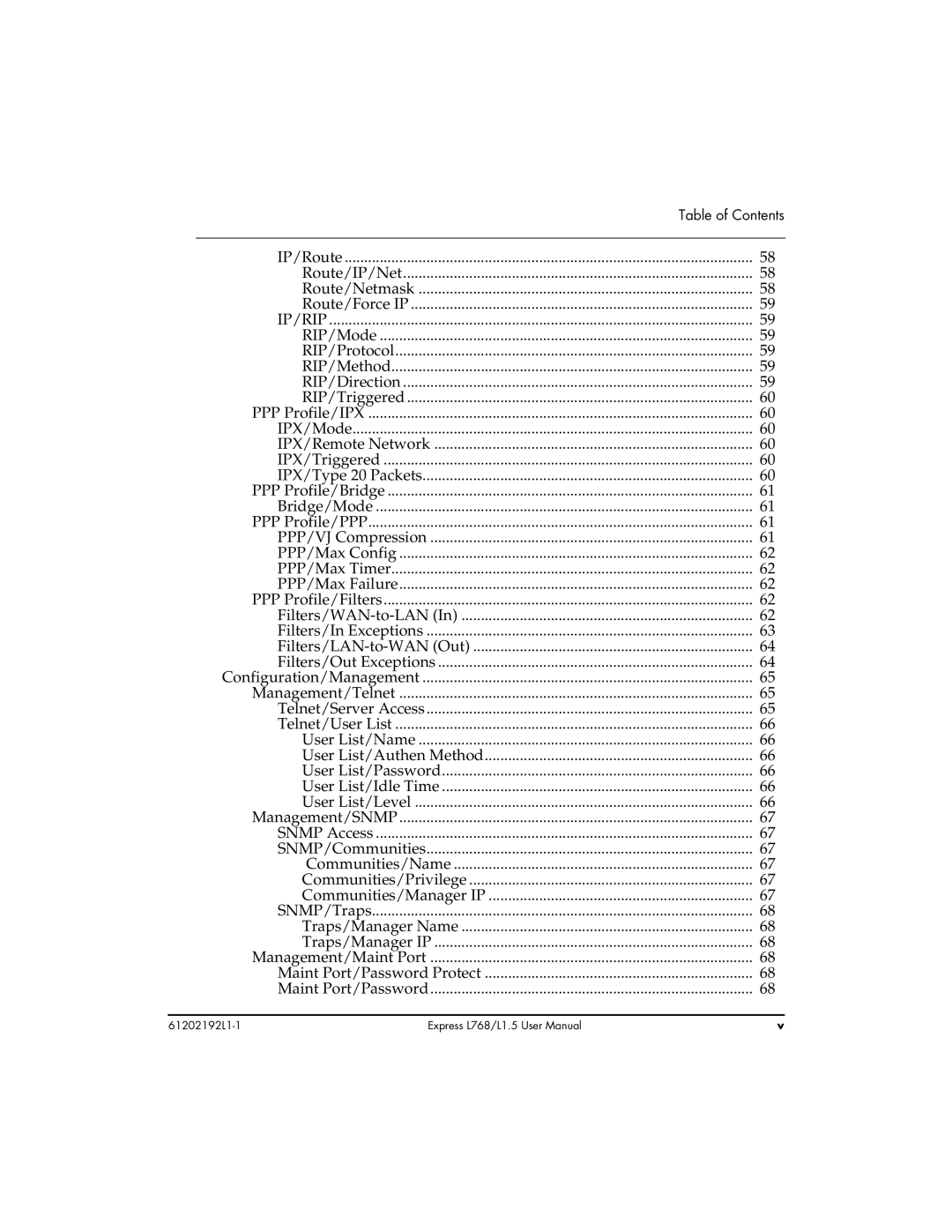 ADTRAN L768 user manual IP/Route Route/IP/Net Route/Netmask Route/Force IP 