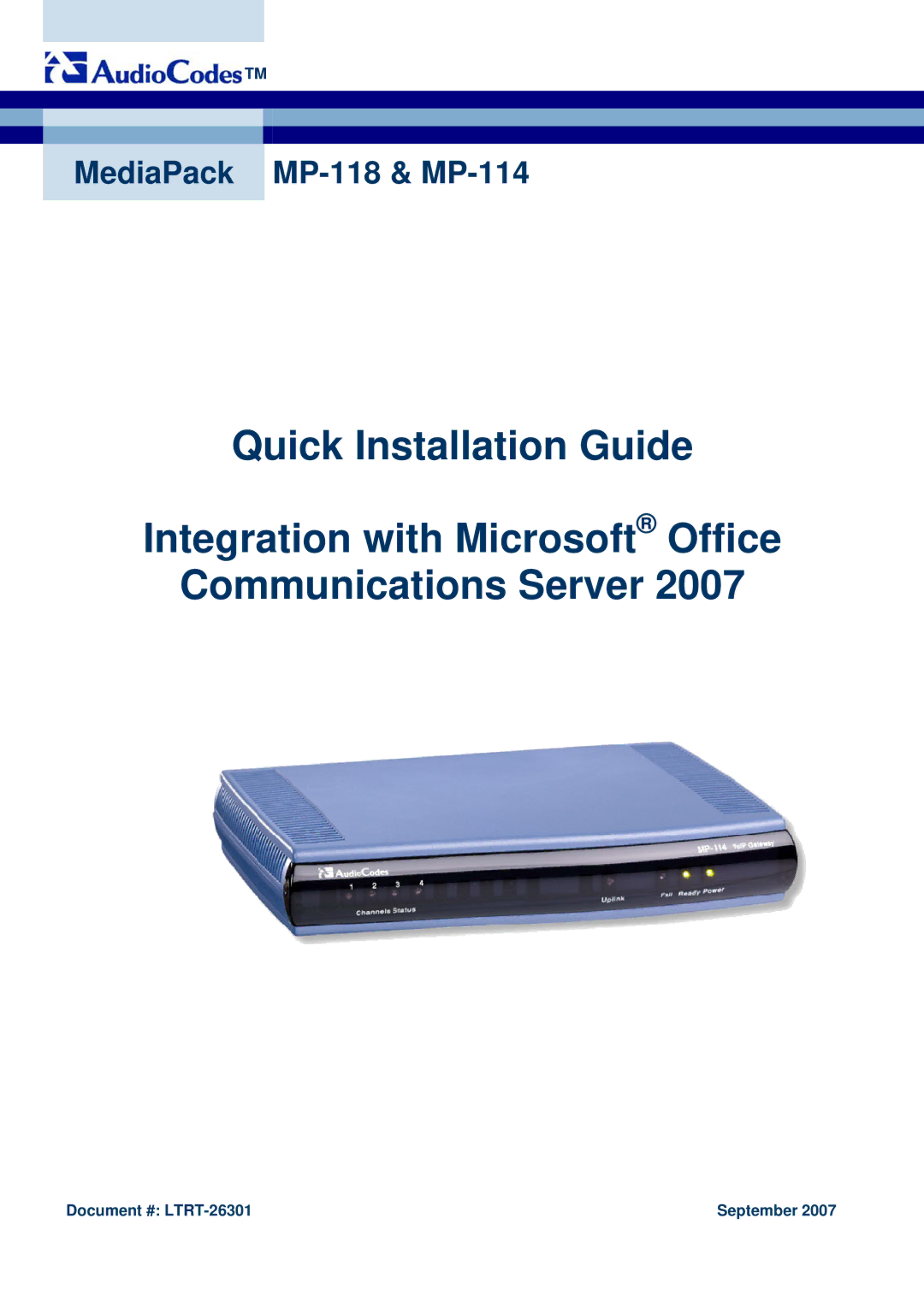 ADTRAN manual MediaPack MP-118 & MP-114 