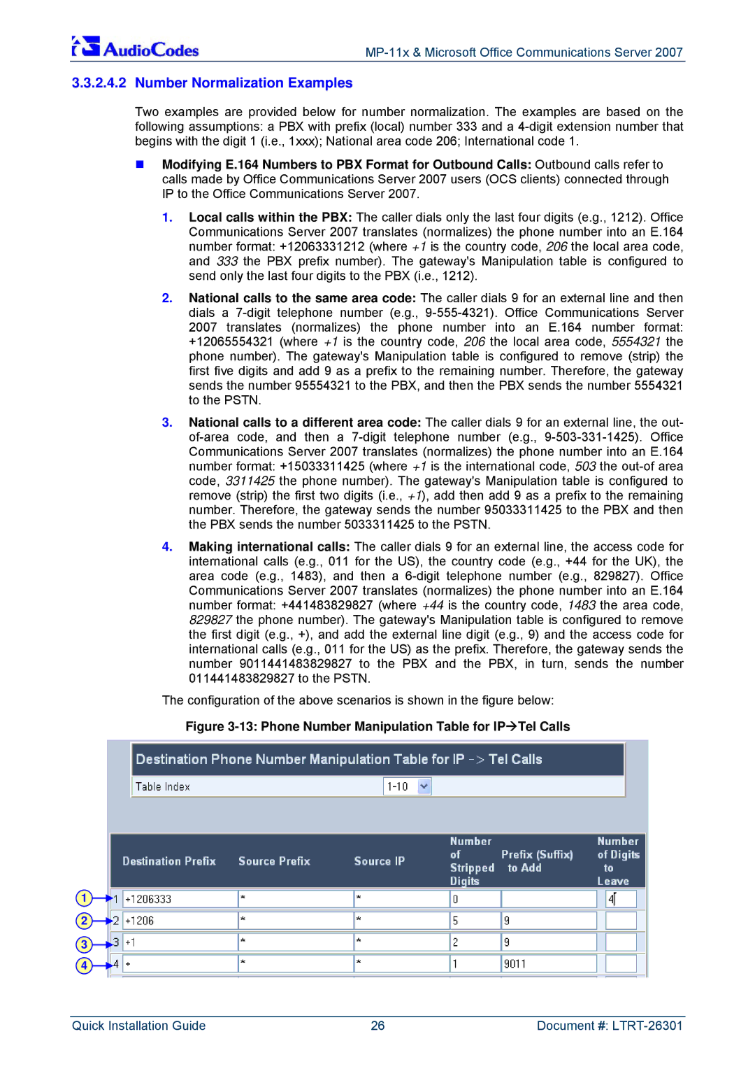 ADTRAN MP-118, MP-114 manual Number Normalization Examples 