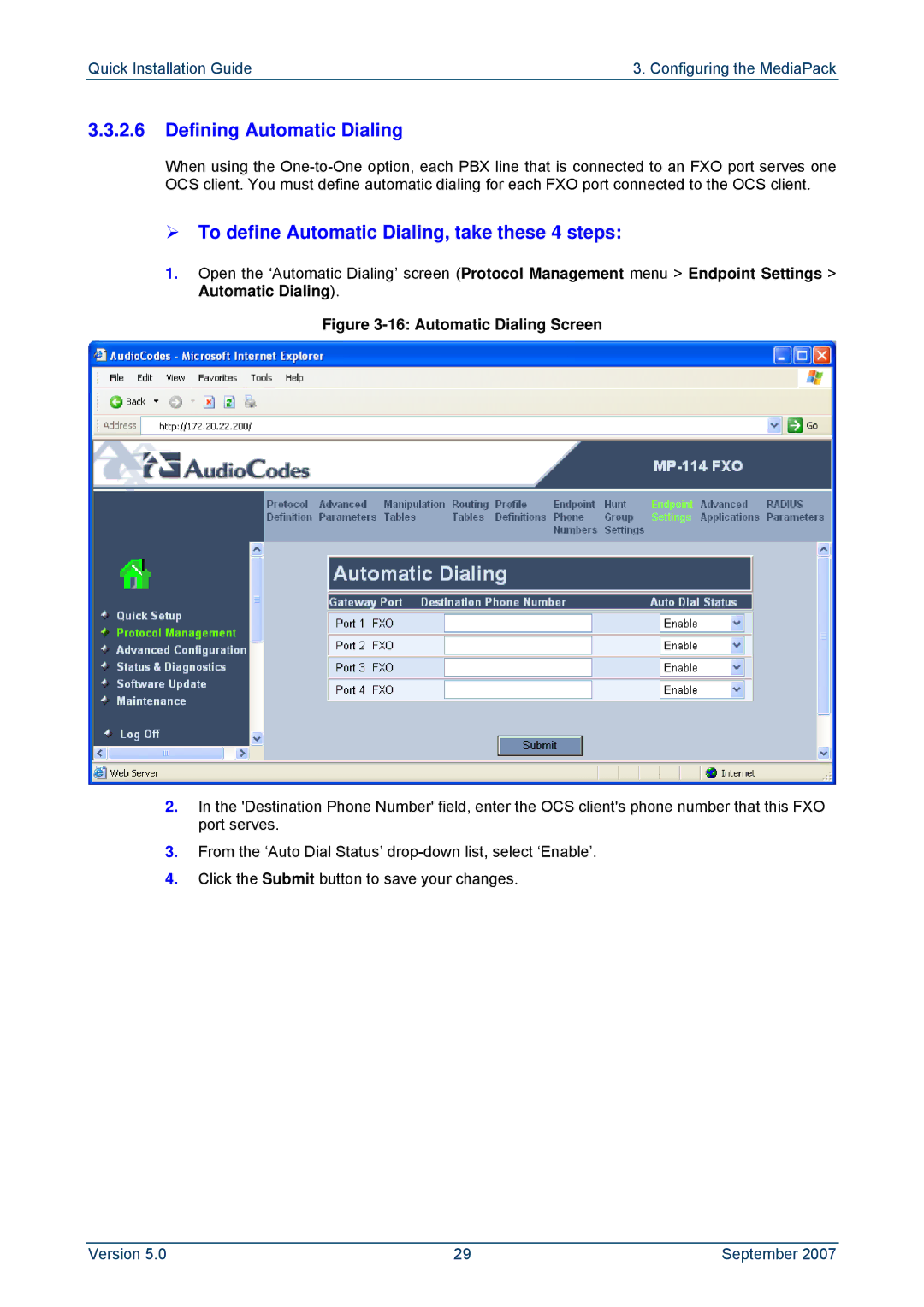 ADTRAN MP-114, MP-118 manual Defining Automatic Dialing, ¾ To define Automatic Dialing, take these 4 steps 