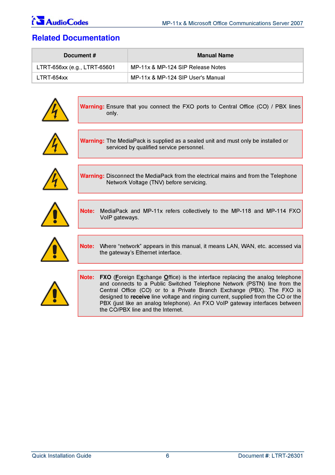 ADTRAN MP-118, MP-114 manual Related Documentation, Document # Manual Name 