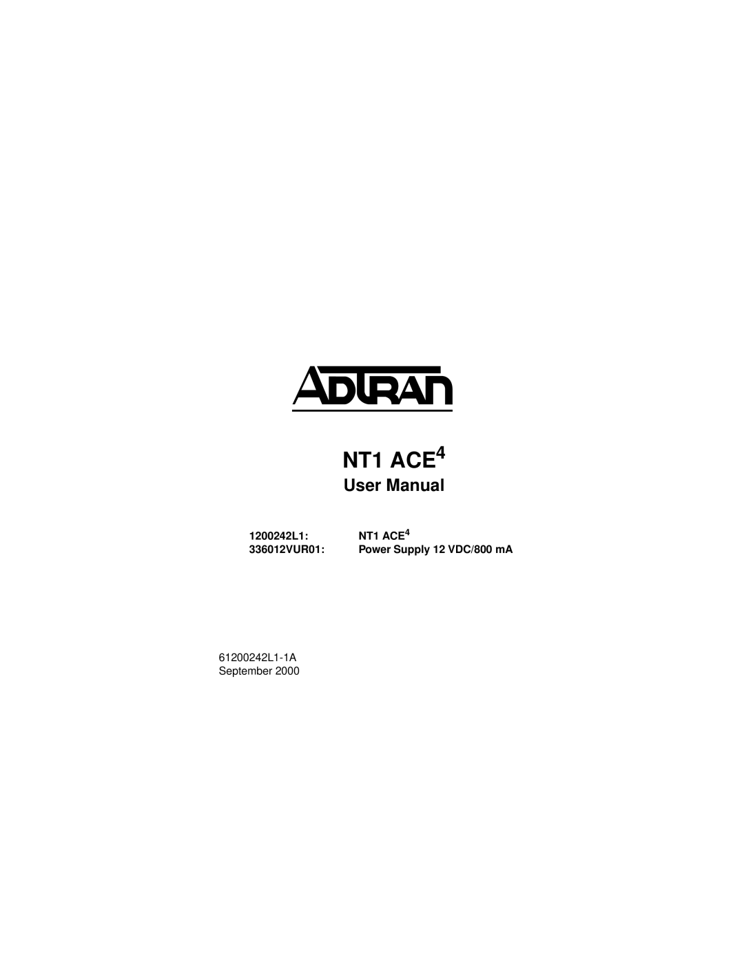 ADTRAN NT1 ACE4 user manual 