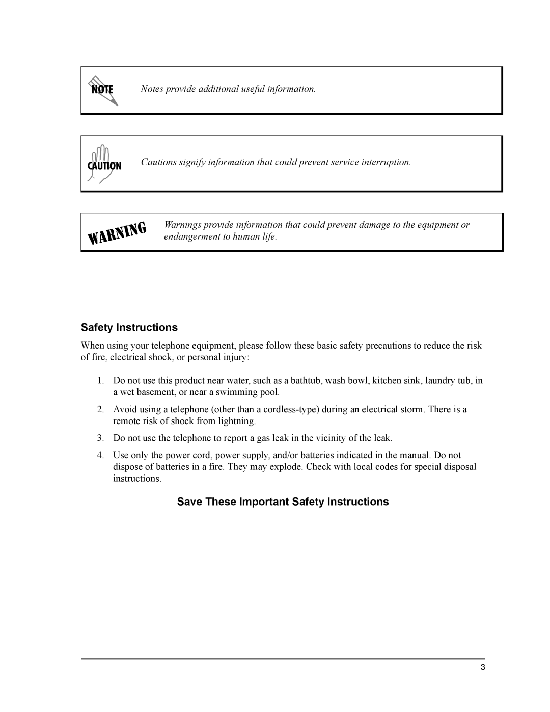 ADTRAN NxT1 HSSI/V.35 user manual Save These Important Safety Instructions 