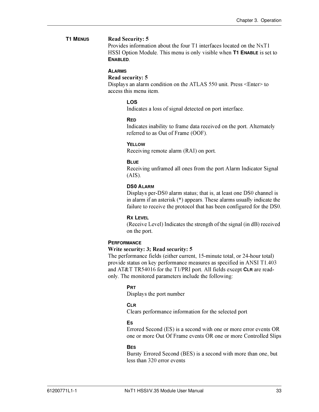 ADTRAN NxT1 HSSI/V.35 user manual Access this menu item 