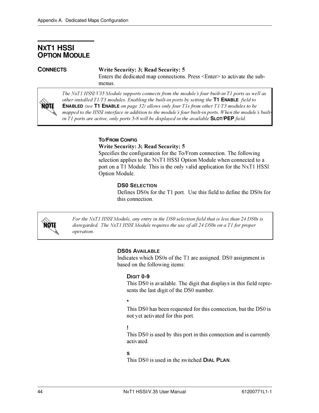 ADTRAN NxT1 HSSI/V.35 user manual NXT1 Hssi, Menus 