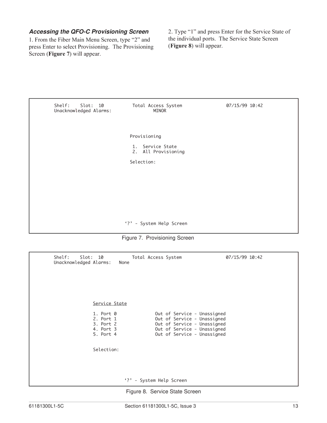 ADTRAN warranty Accessing the QFO-C Provisioning Screen 