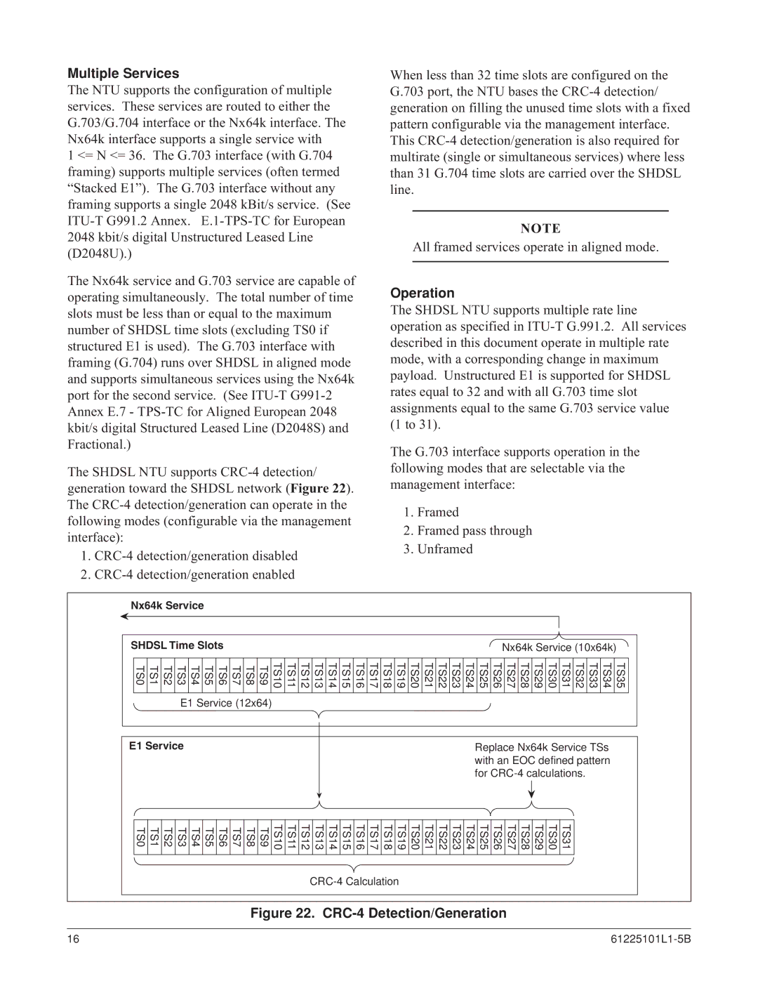 ADTRAN SHDSL NxNTU specifications Multiple Services, Operation 