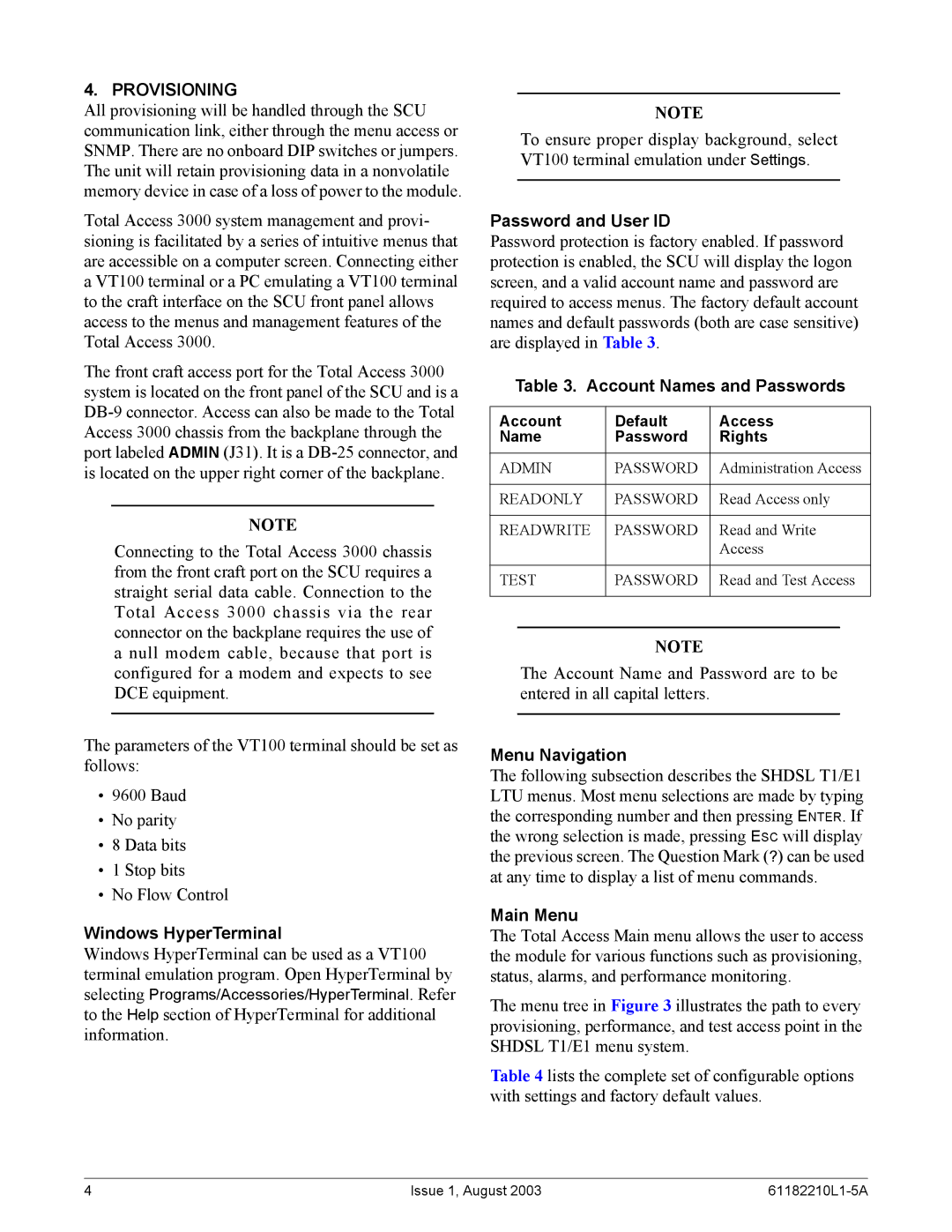 ADTRAN SHDSL T1 specifications Provisioning 