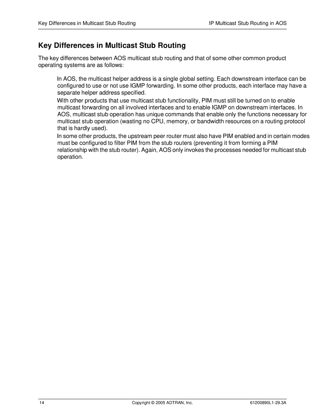 ADTRAN manual Key Differences in Multicast Stub Routing 