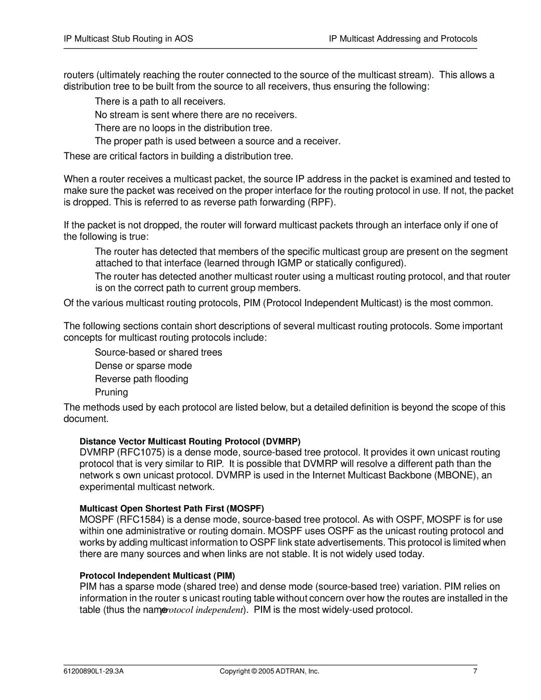 ADTRAN Stub Routing manual Distance Vector Multicast Routing Protocol Dvmrp 