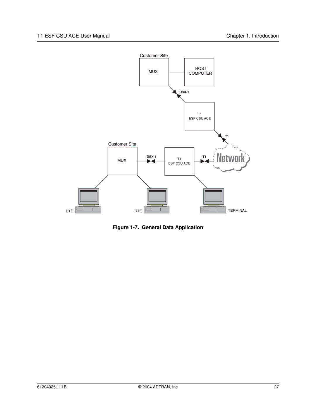 ADTRAN T1 ESF CSU ACE user manual General Data Application 