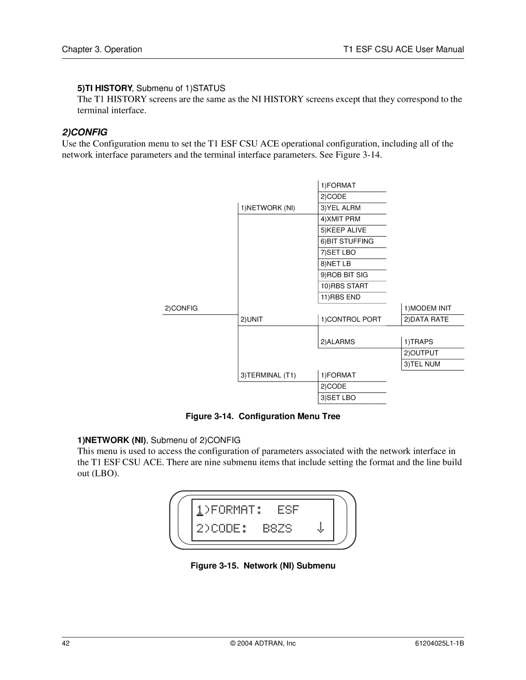 ADTRAN T1 ESF CSU ACE user manual 2CONFIG 