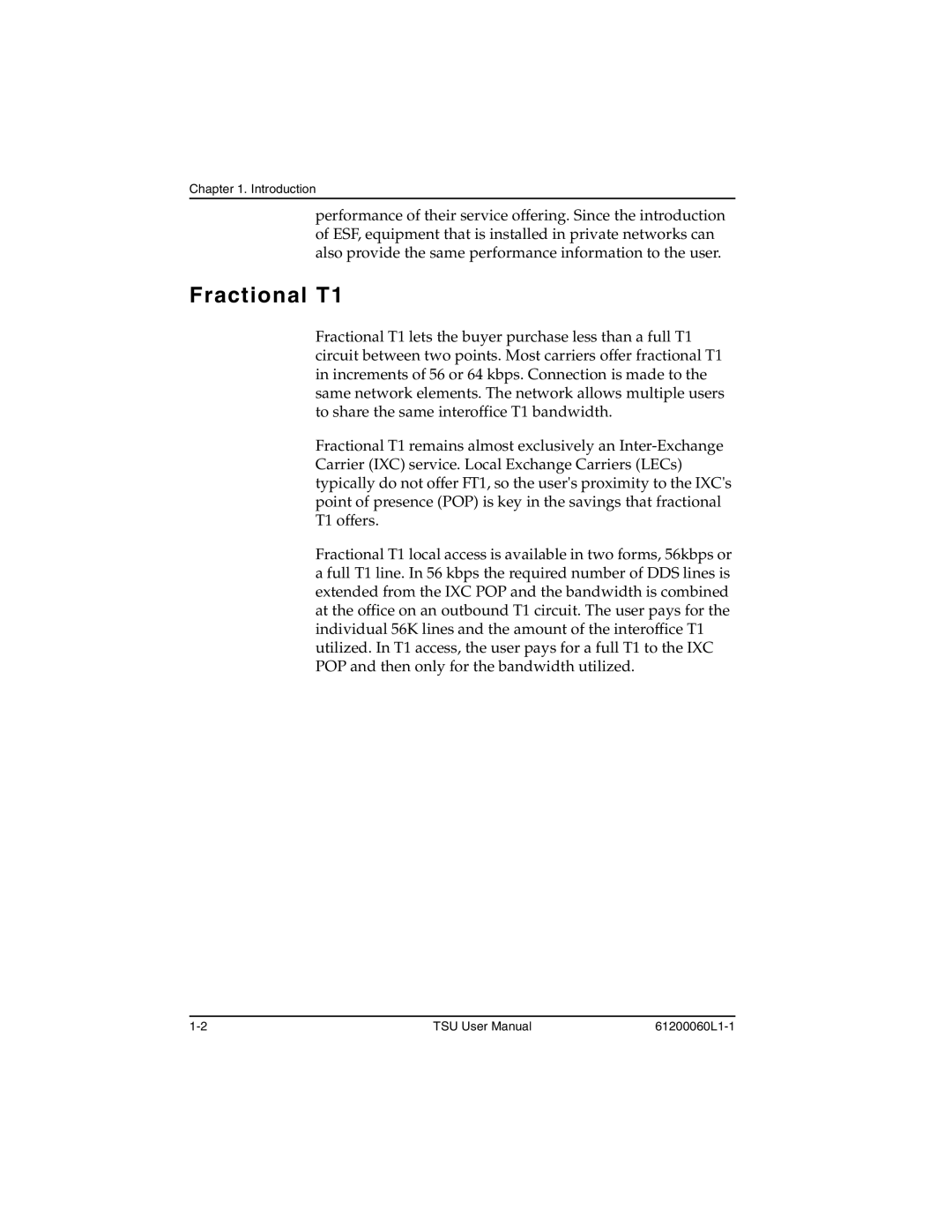 ADTRAN T1-FT1 user manual Fractional T1 