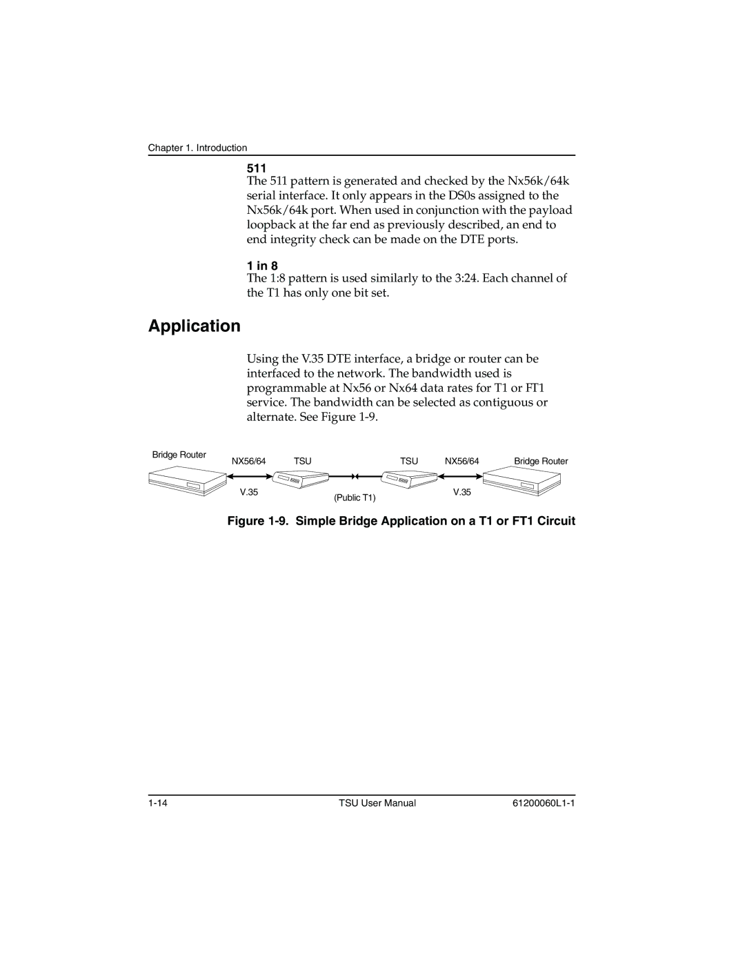 ADTRAN T1-FT1 user manual Application, 511 