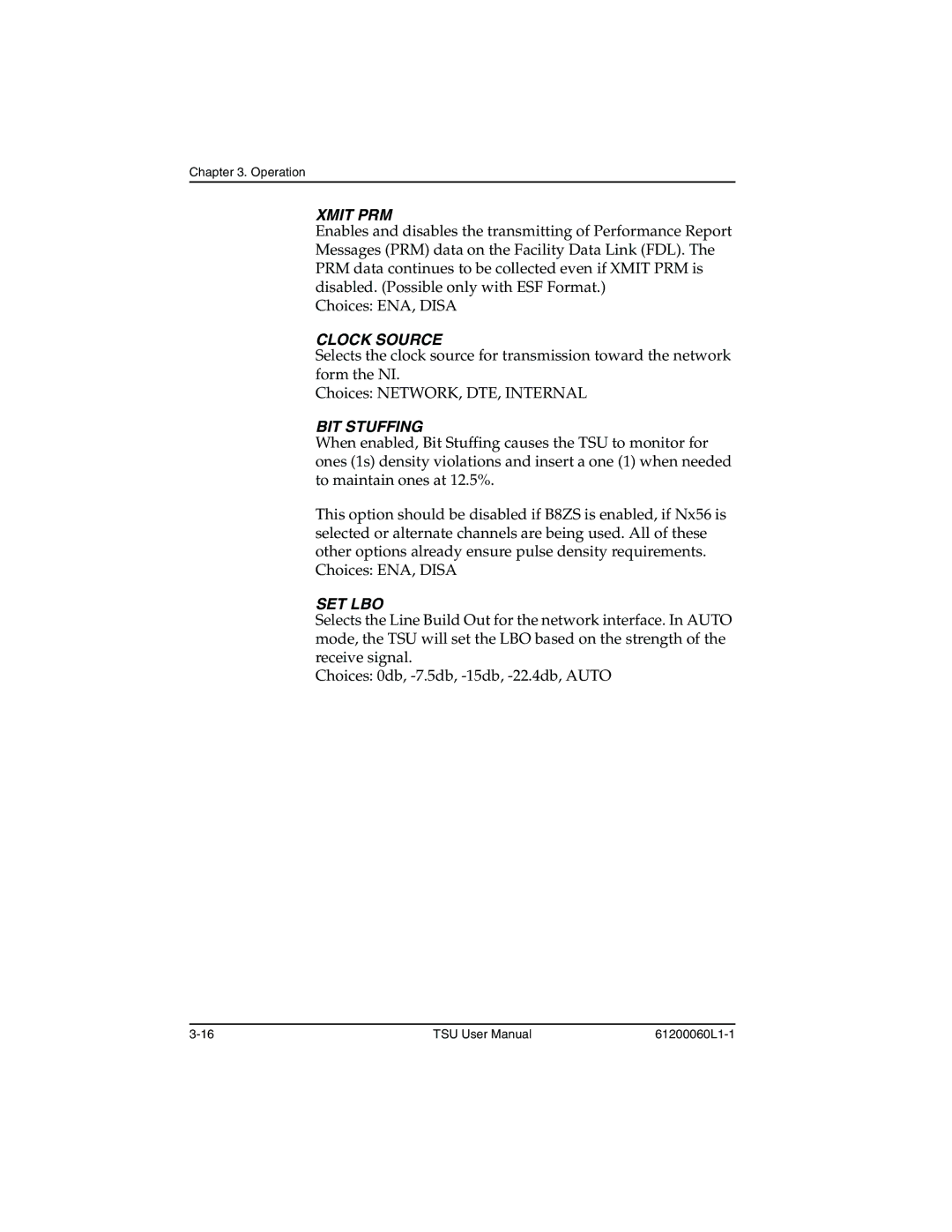 ADTRAN T1-FT1 user manual Xmit PRM 