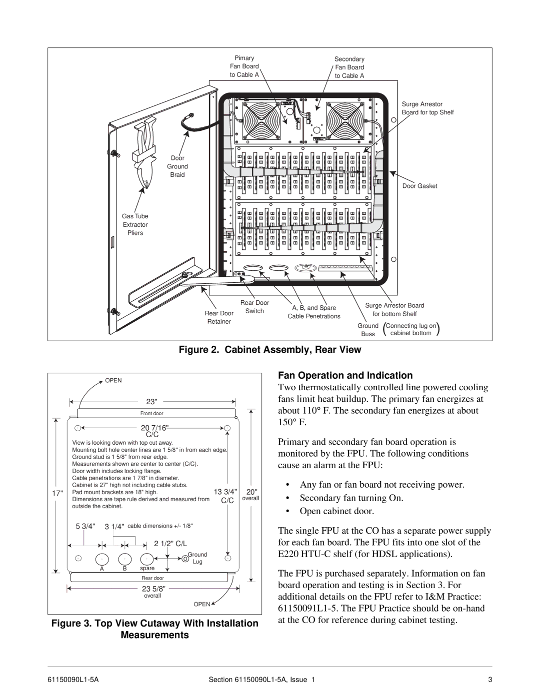 ADTRAN T200 H2TU-R dimensions Cabinet Assembly, Rear View 