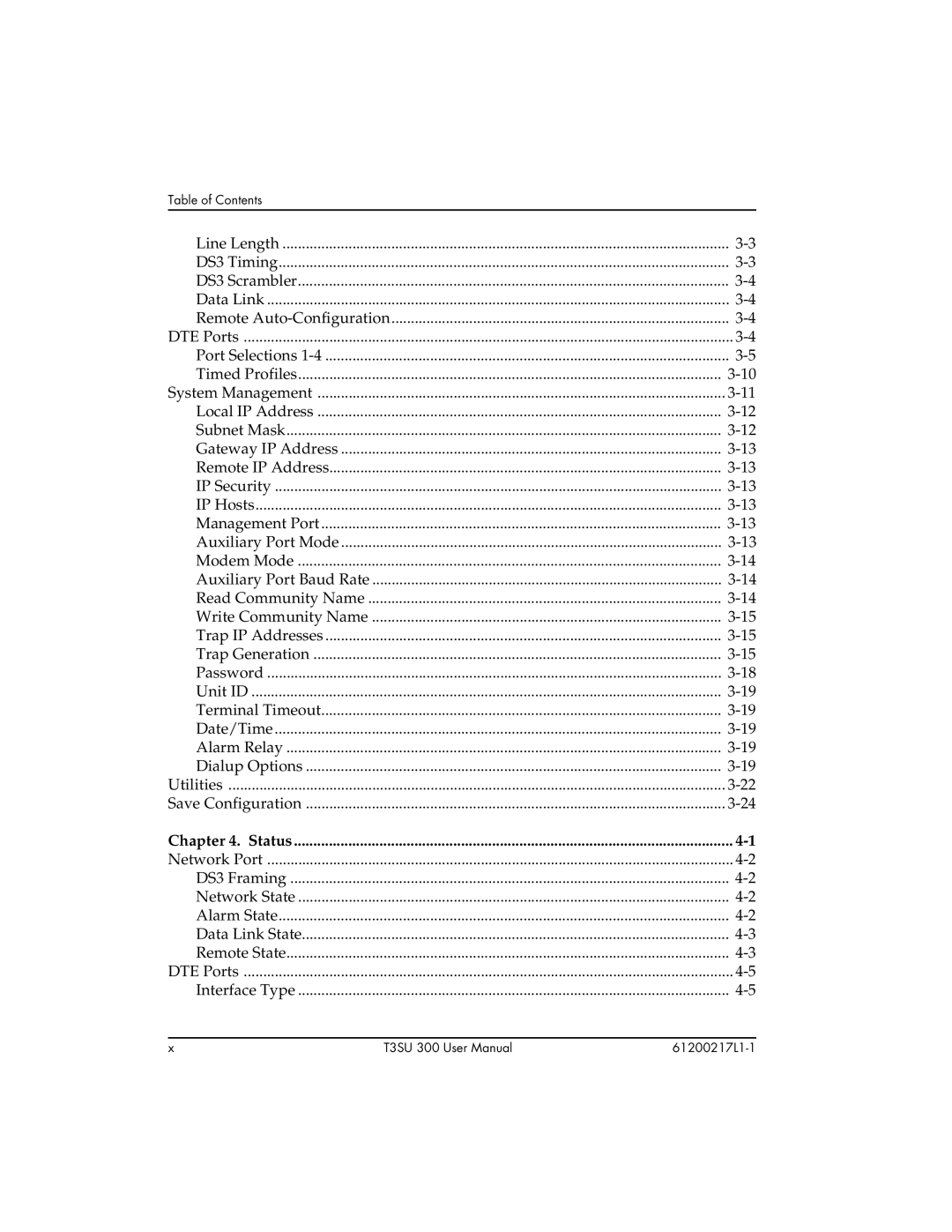 ADTRAN T3SU 300 user manual Status 