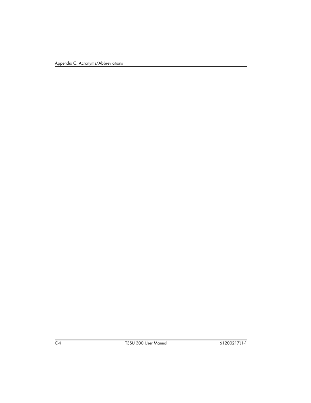 ADTRAN T3SU 300 user manual Appendix C. Acronyms/Abbreviations 61200217L1-1 