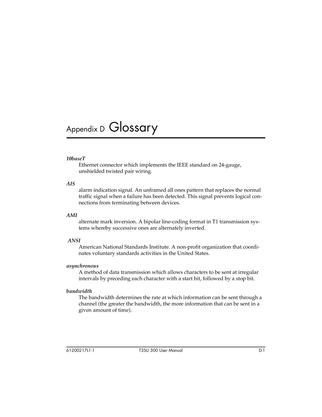 ADTRAN T3SU 300 user manual Ais, Ami, Ansi 