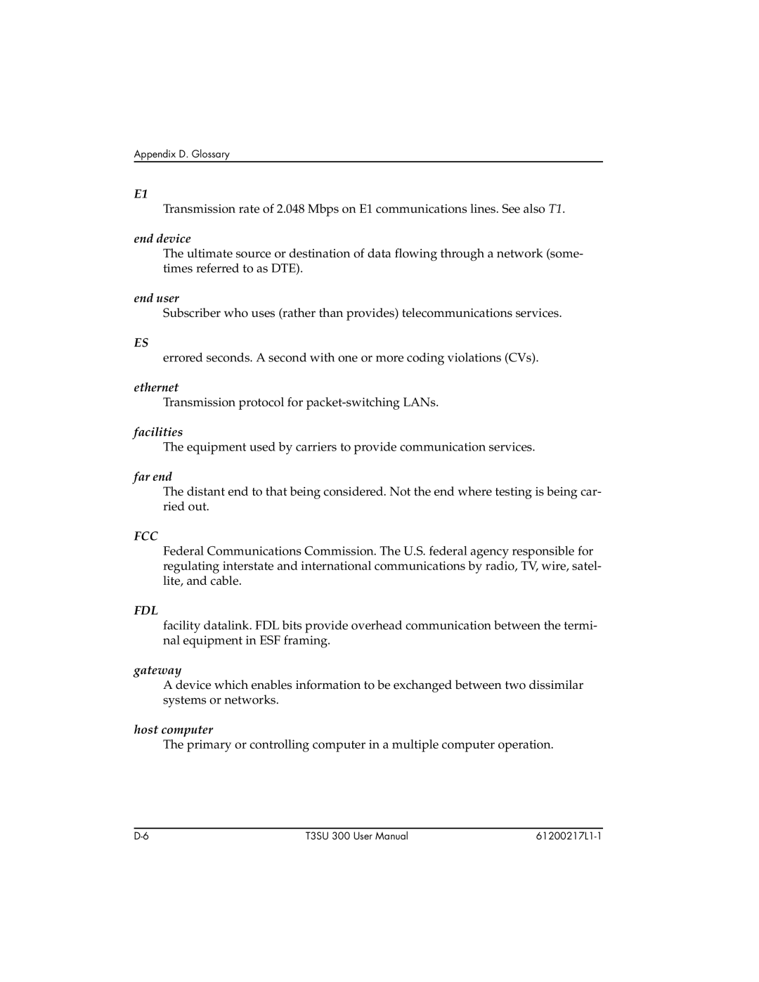 ADTRAN T3SU 300 user manual Fcc, Fdl 