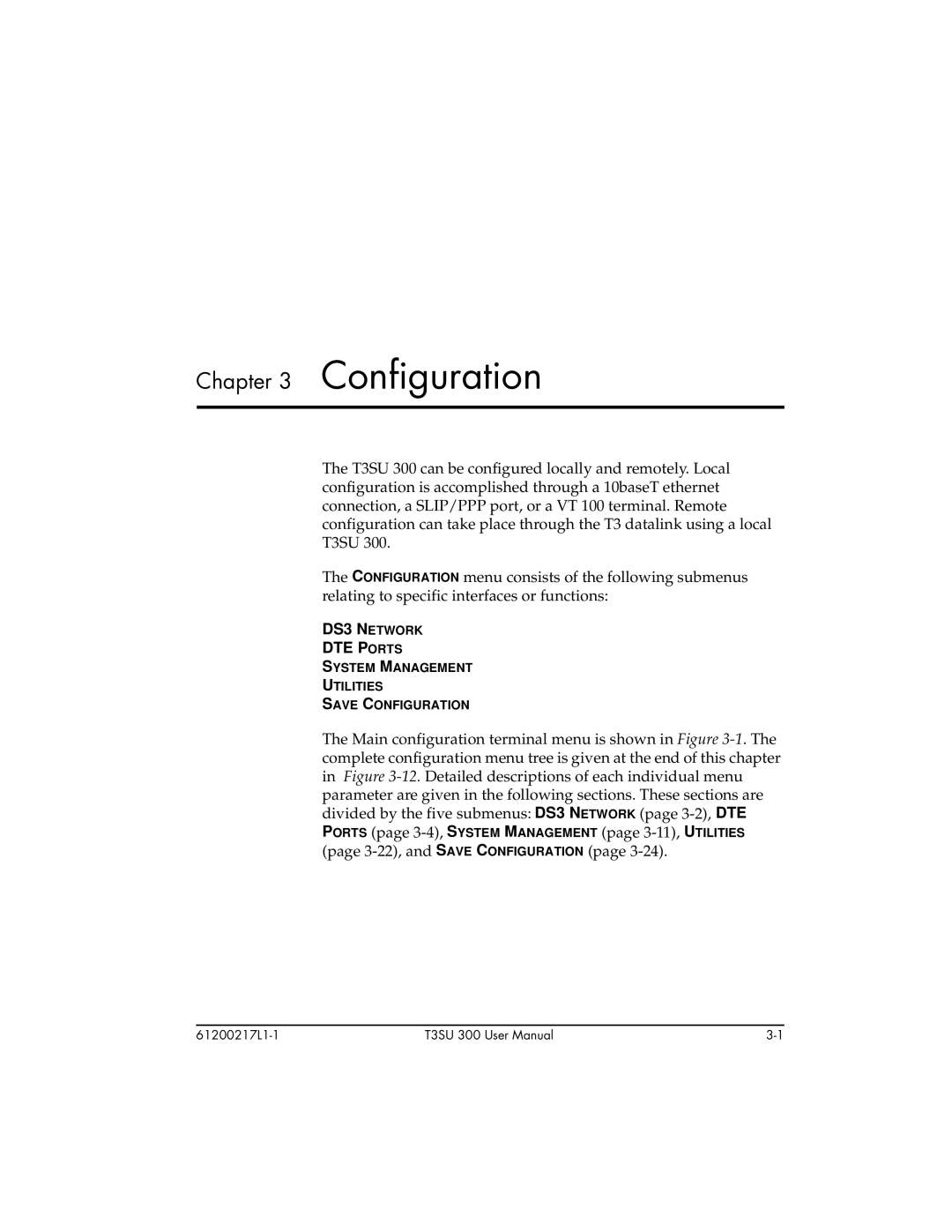 ADTRAN T3SU 300 user manual Configuration, DTE Ports 