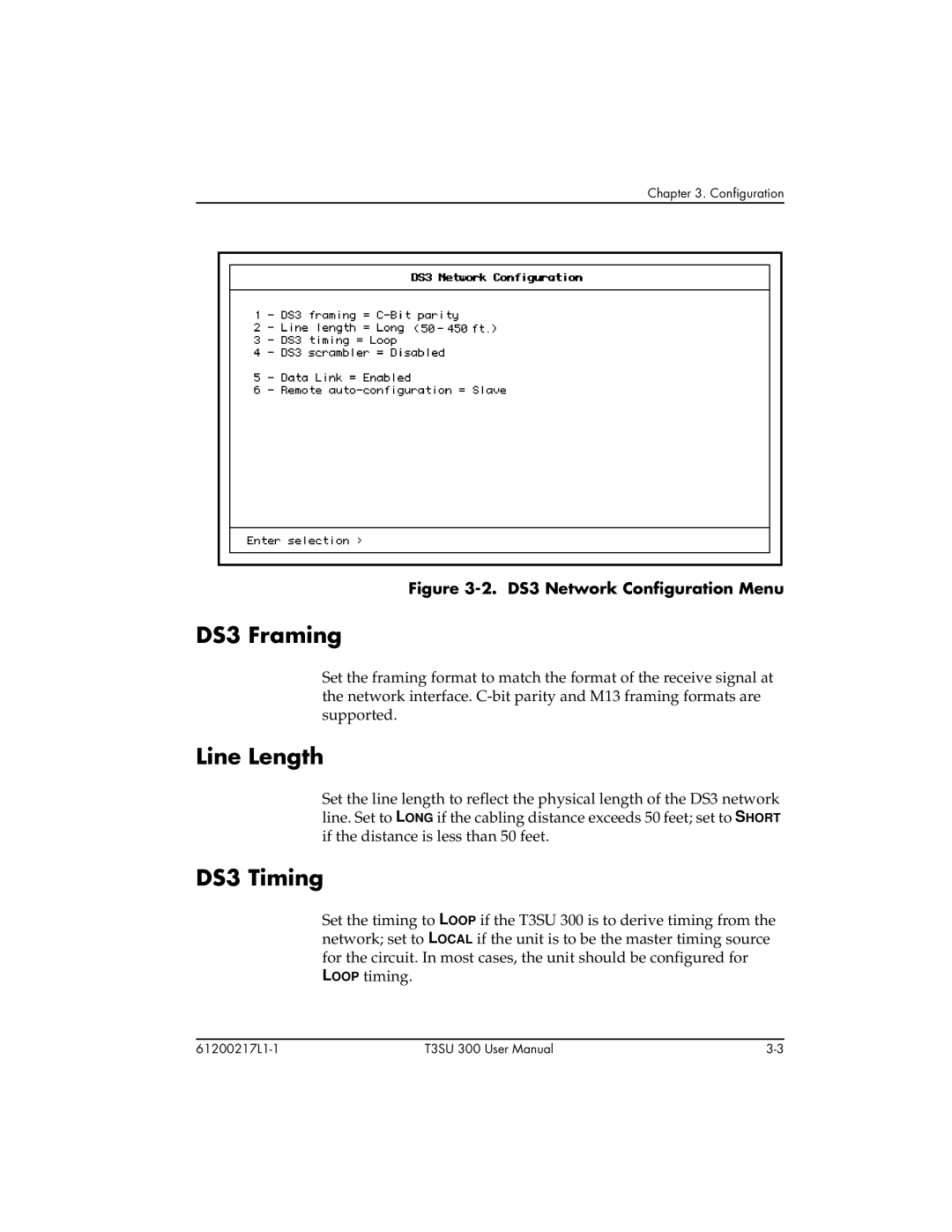 ADTRAN T3SU 300 user manual DS3 Framing, Line Length, DS3 Timing 