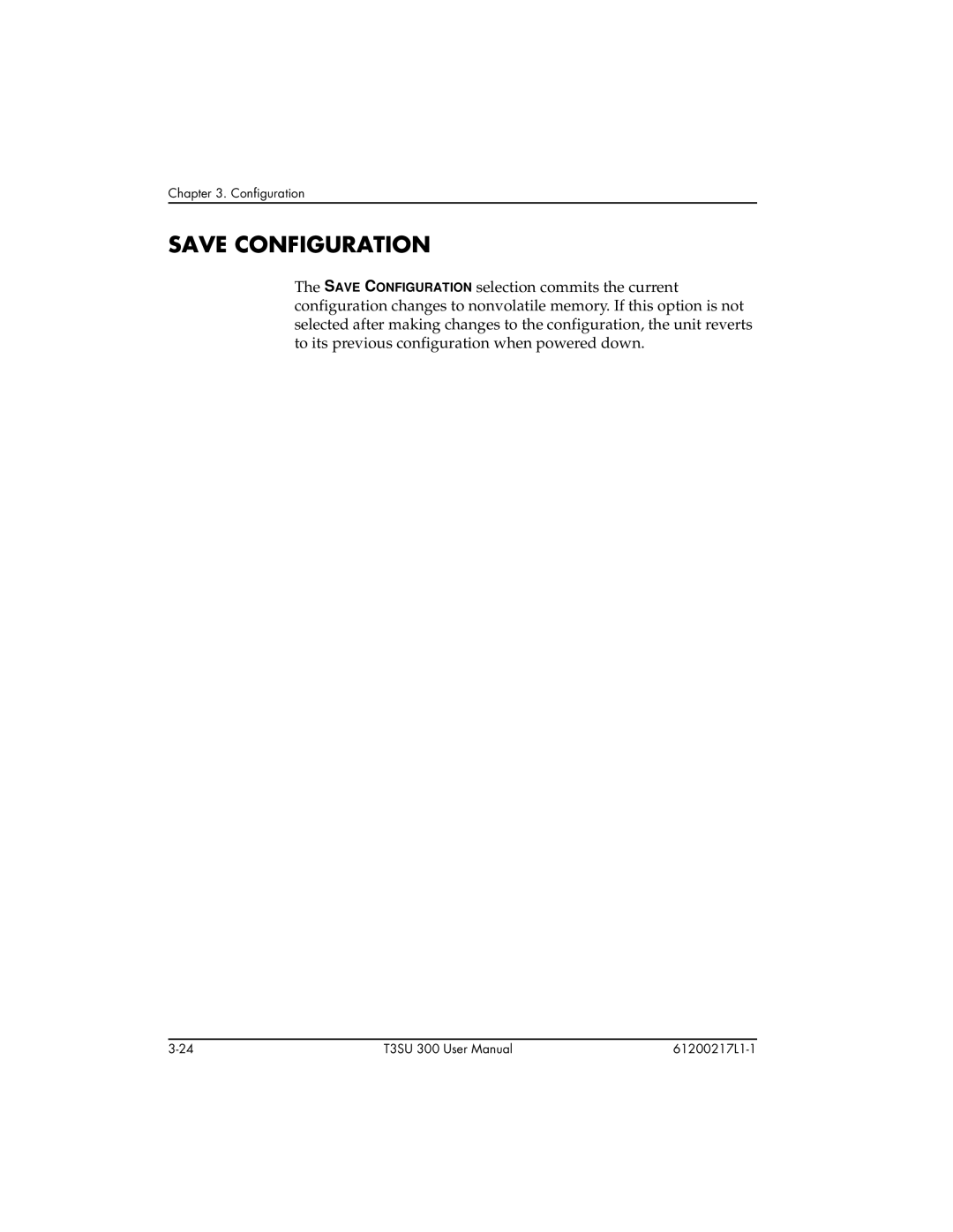 ADTRAN T3SU 300 user manual Save Configuration 