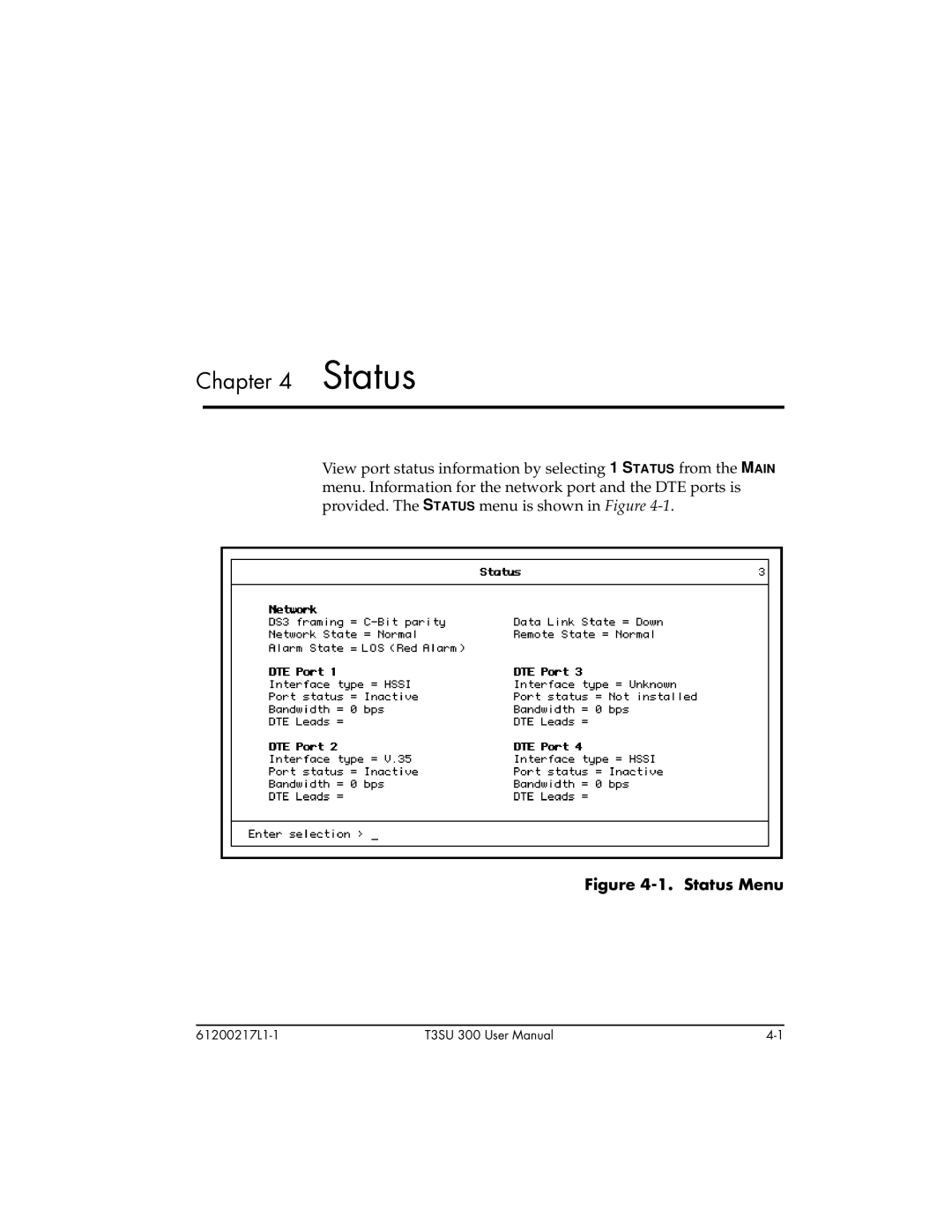 ADTRAN T3SU 300 user manual Status 