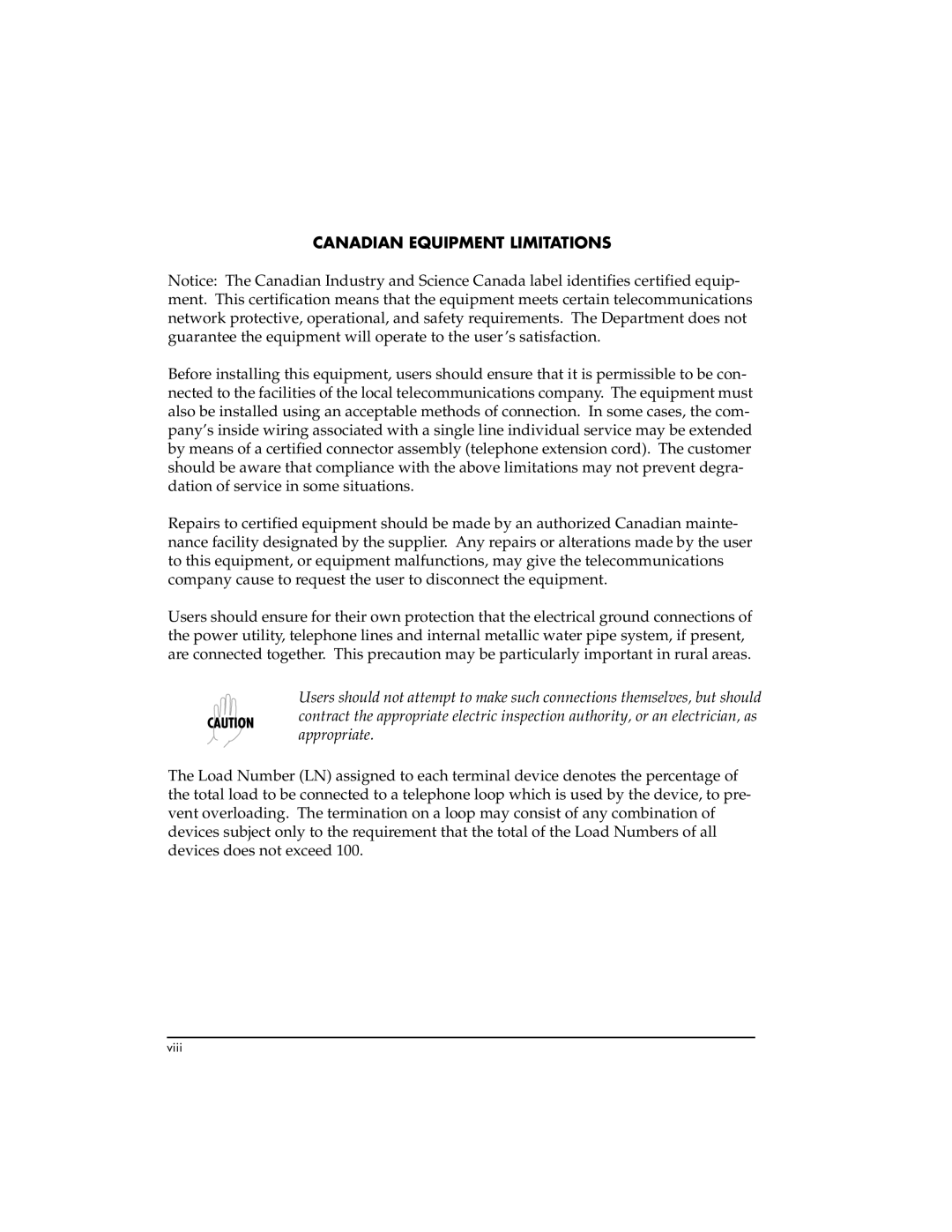 ADTRAN T3SU 300 user manual Canadian Equipment Limitations 