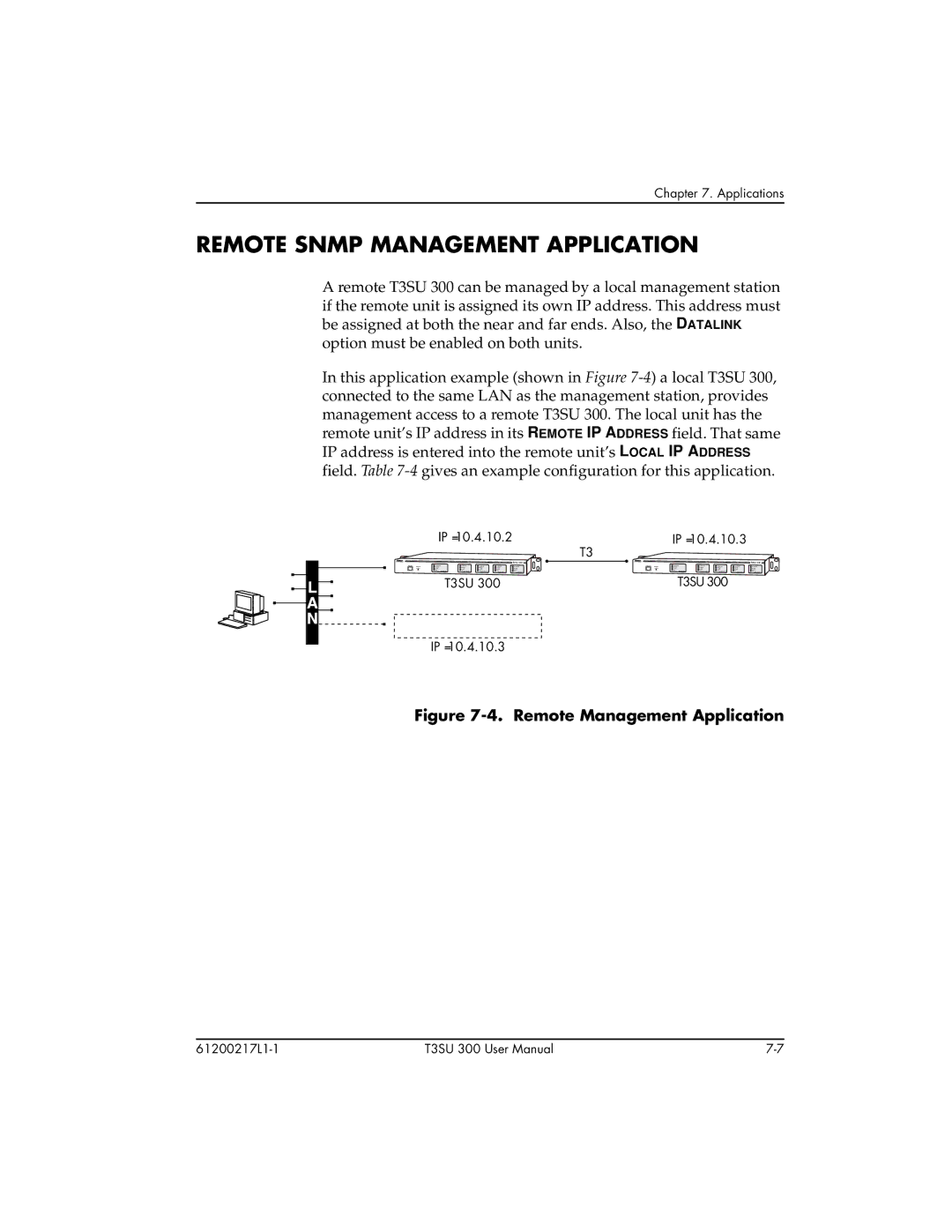 ADTRAN T3SU 300 user manual Remote Snmp Management Application, Remote Management Application 