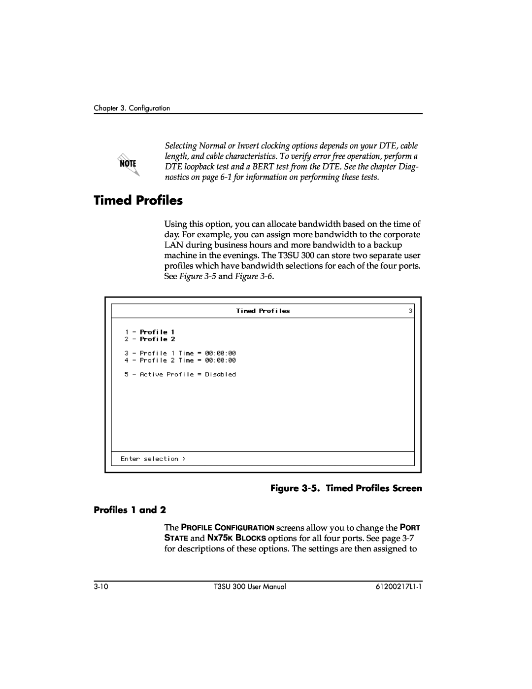 ADTRAN T3SU 300 user manual 5. Timed Profiles Screen Profiles 1 and 
